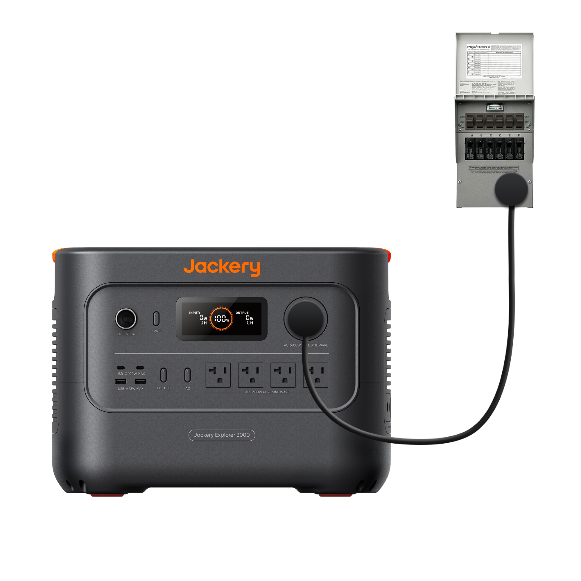 Jackery 60-300000-US00149 Explorer 3000v2 with Transfer Switch 3600 -Watts Portable Power Station