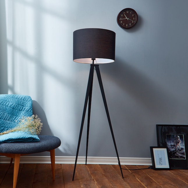 Black Tripod Floor Lamp, Black Tripod Floor Lamp With Grey Shade