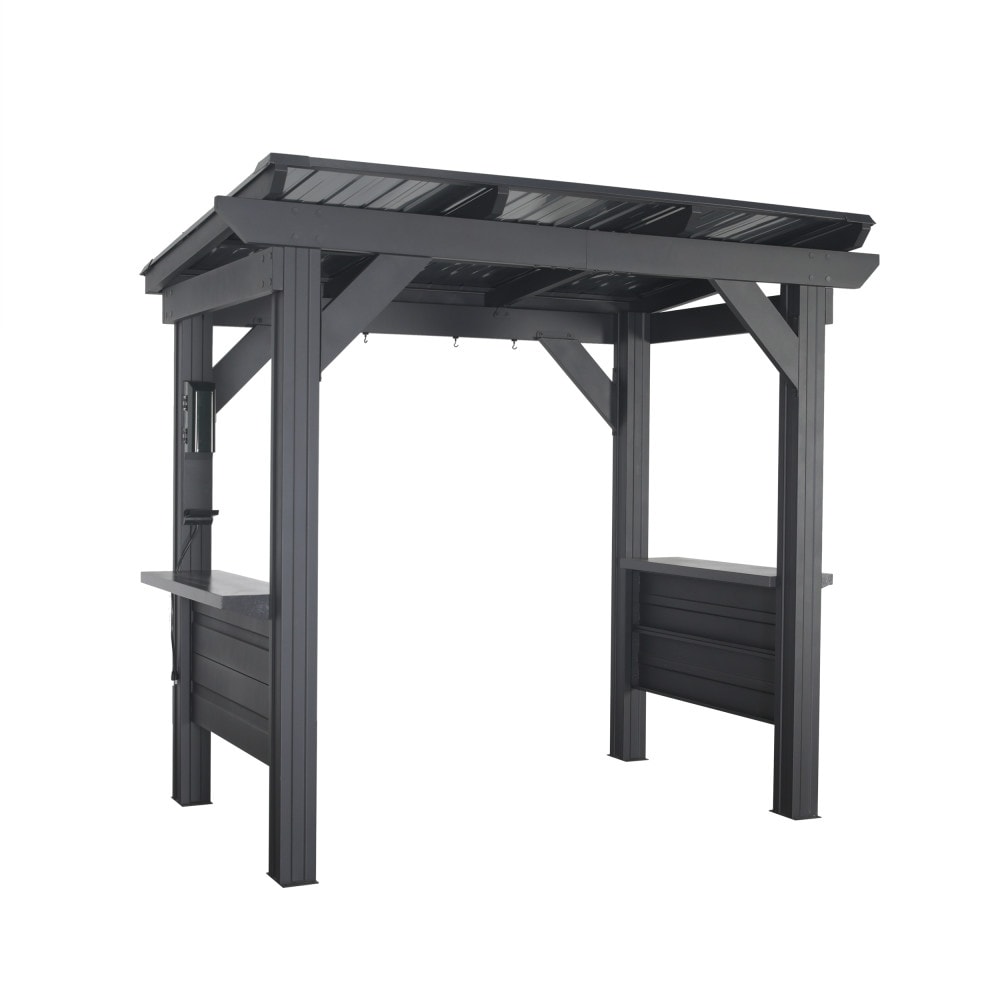 Rockport Black Steel Grill Gazebo with Galvanized Countertops
