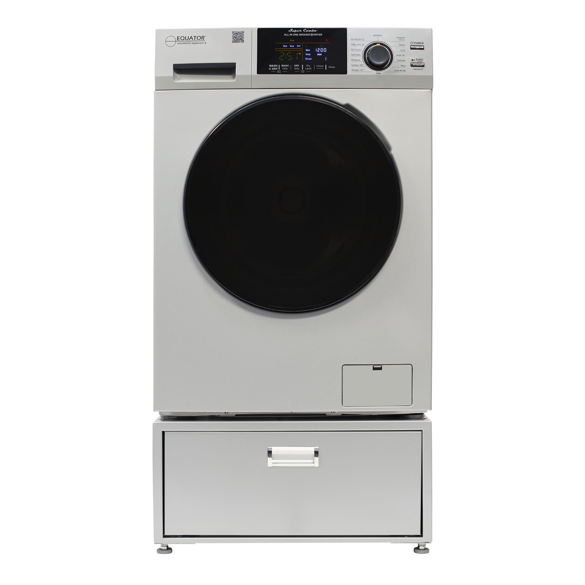 Equator Advanced Appliances EZ 4800 S + PDL 4455 1.62-cu ft Capacity Silver Vented All-In-One Washer Dryer Combo