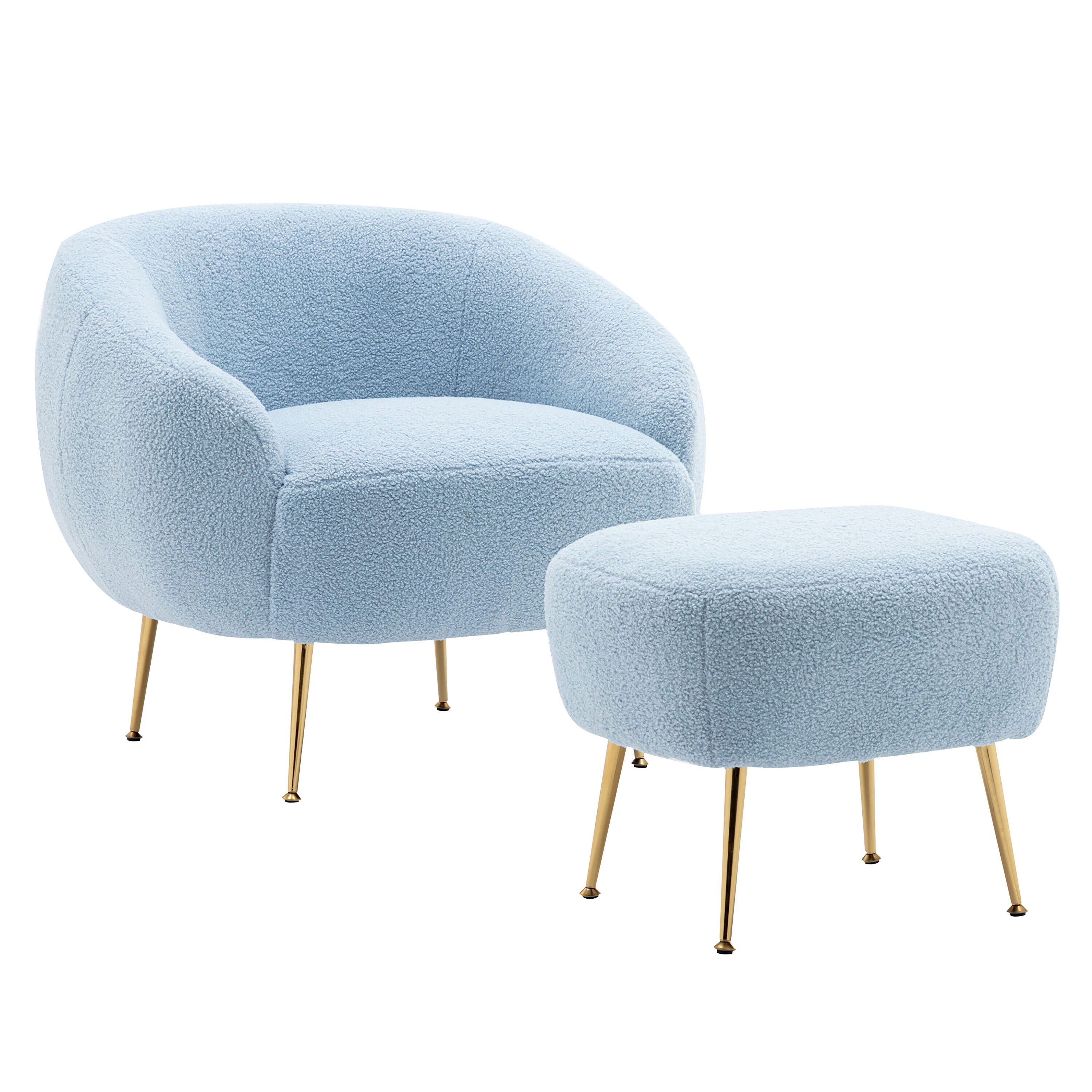 Modern Accent Chair, Teddy Short Plush Particle Velvet Armchair with  Ottoman White-ModernLuxe