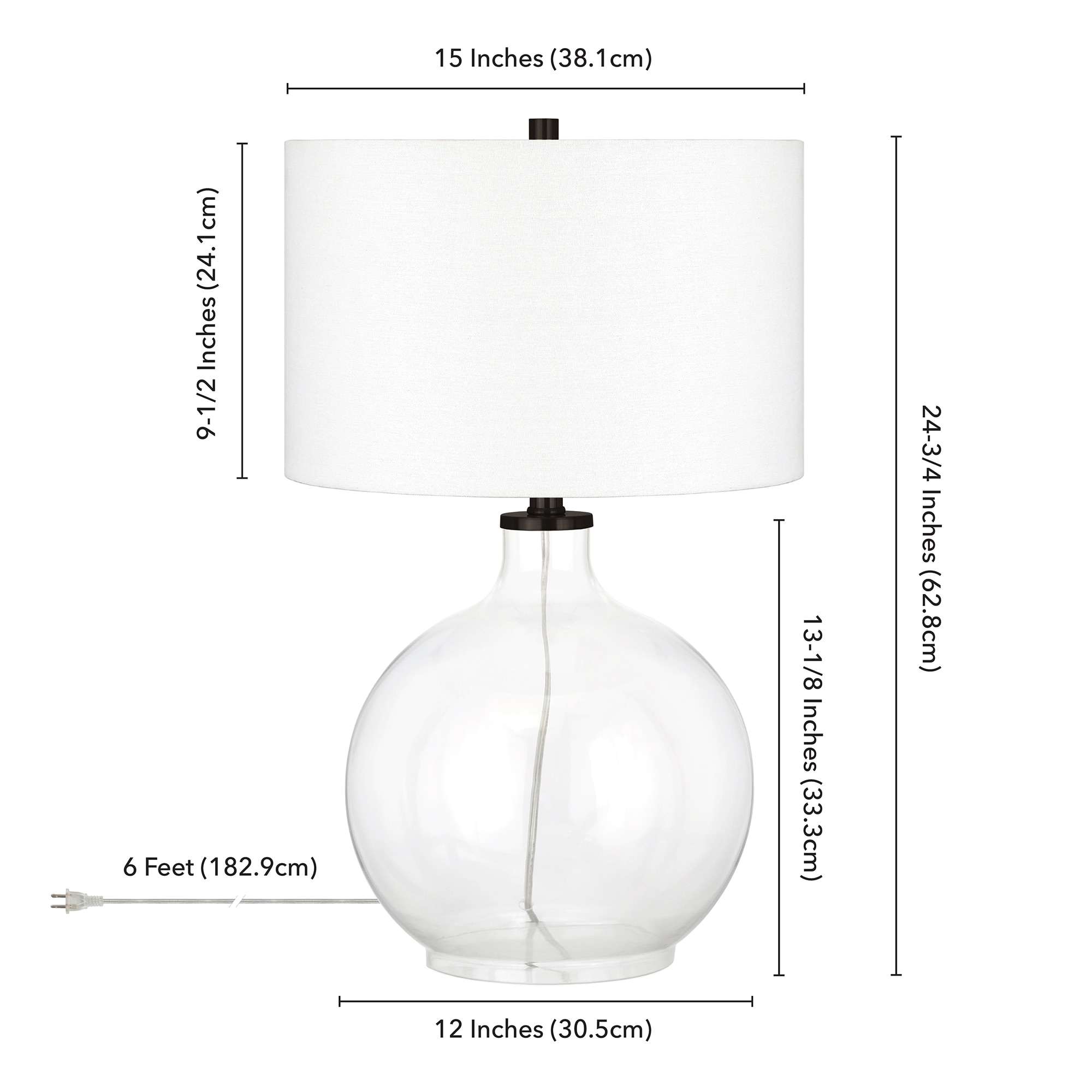 Hailey Home Laelia 2475-in Clear Glass/Blackened Bronze Table Lamp with  Fabric Shade in the Table Lamps department at Lowes.com