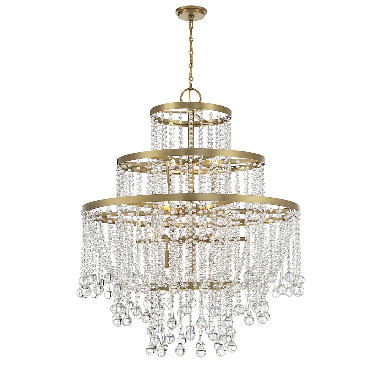 Luna Warm Brass 15-Light Tiered Crystal Chandelier