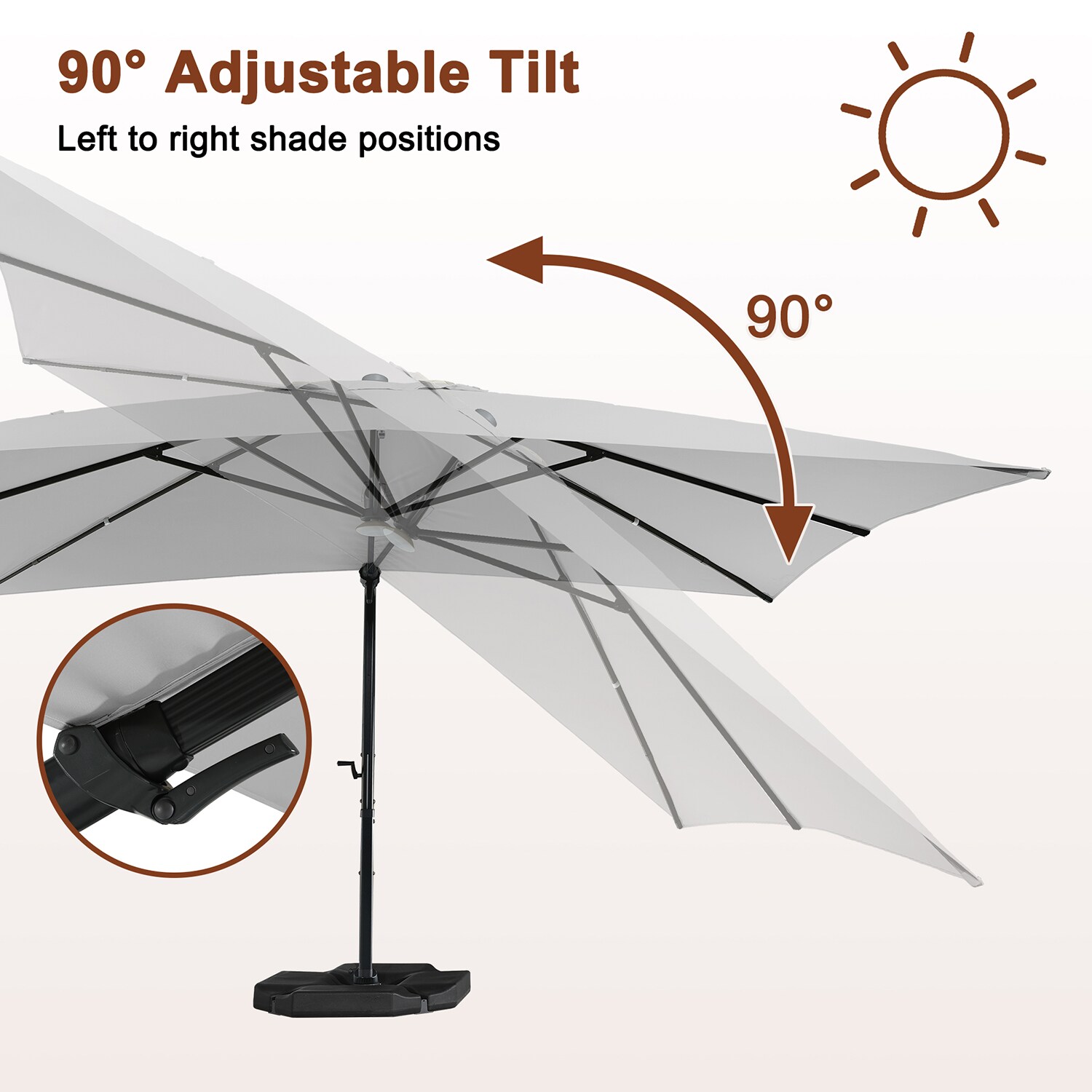 Mondawe 10-ft Solar Powered Cantilever Patio Umbrella with Base in