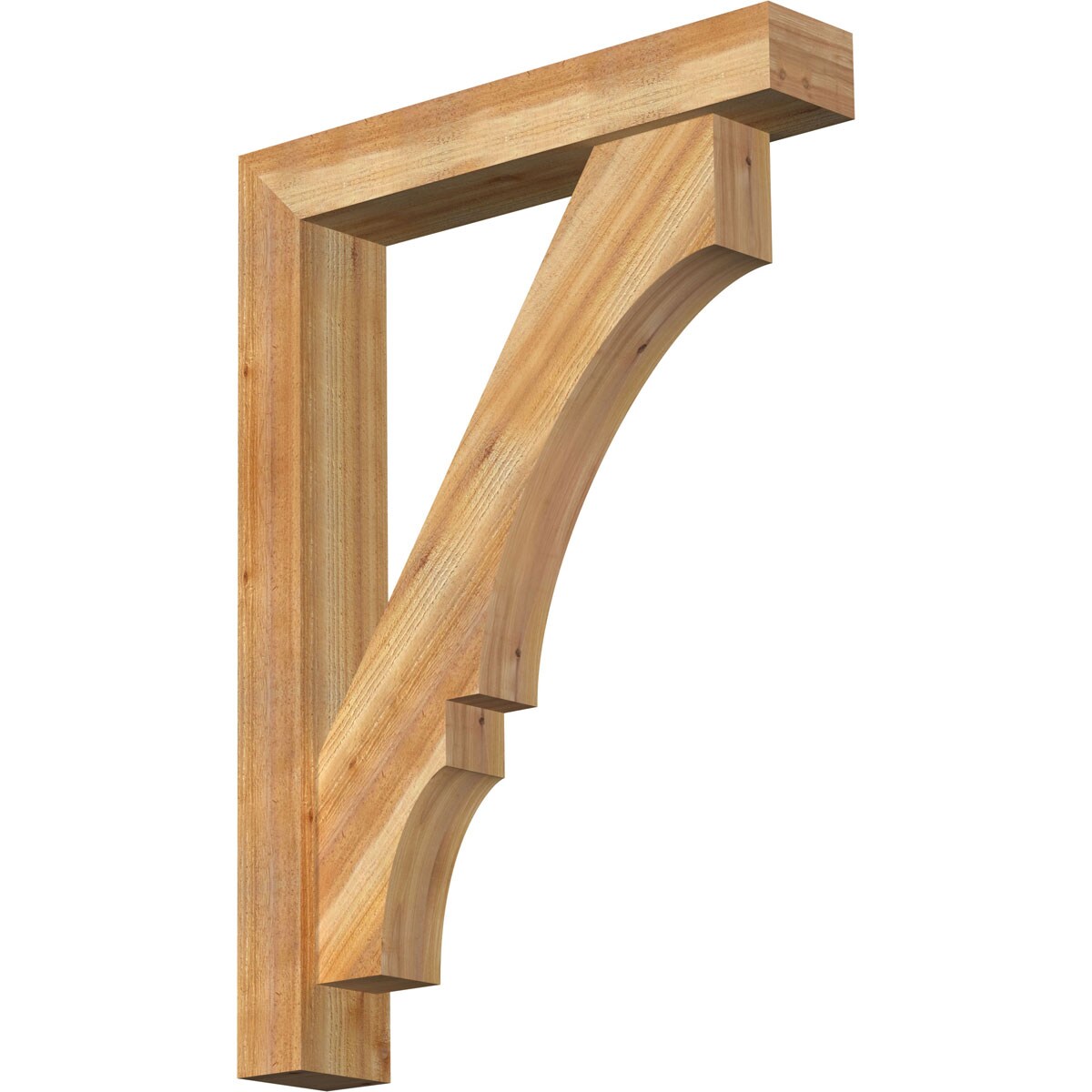 Ekena Millwork 1461860 Balboa Block Rough Sawn Bracket with Offset Brace 6-in x 32-in x 44-in Western red cedar Brown Wood Standard bracket