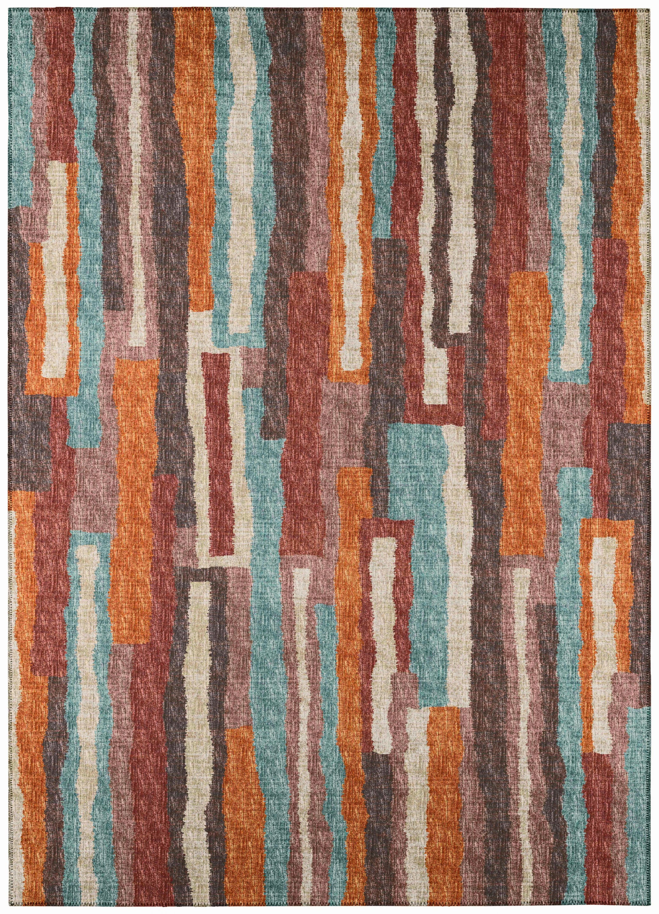 Addison Rugs ABV37PA5X8 Bravado 5 x 8 (ft) Chenille Paprika Rectangular Indoor/Outdoor Stripe Southwestern Machine washable Area rug