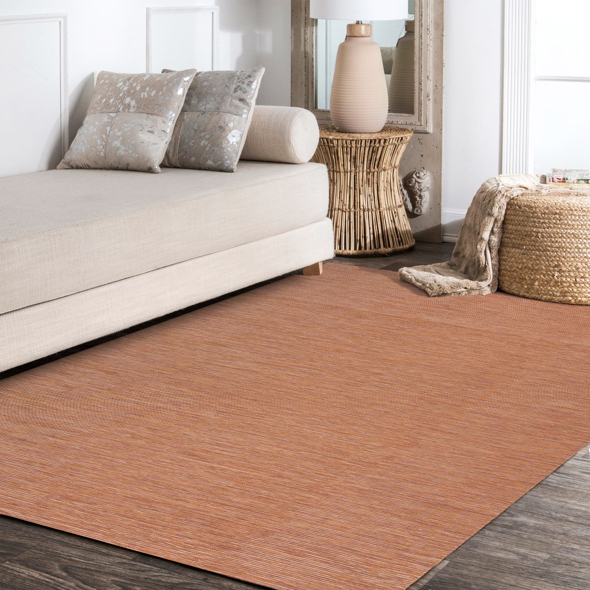 Ethan Orange Flatweave Synthetic 5' x 7' Area Rug