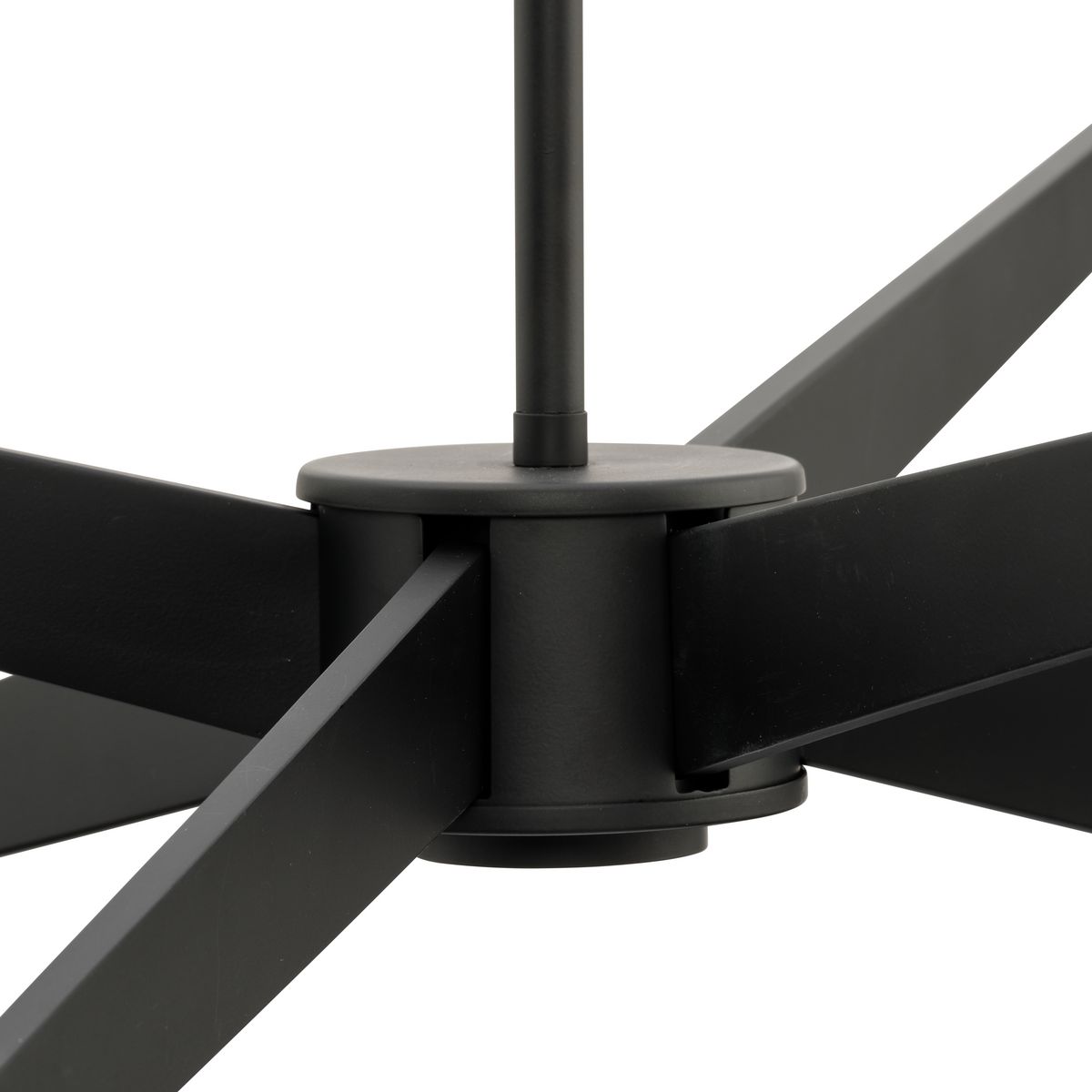 Matte Black Steel 6-Light Chandelier with Faux Alabaster Shades