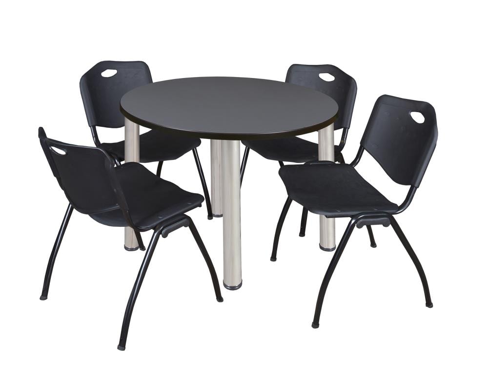 Regency TB36RNDGYBPCM47BK Breakroom Gray 4-Person Training Table (36-in W x 29-in H)