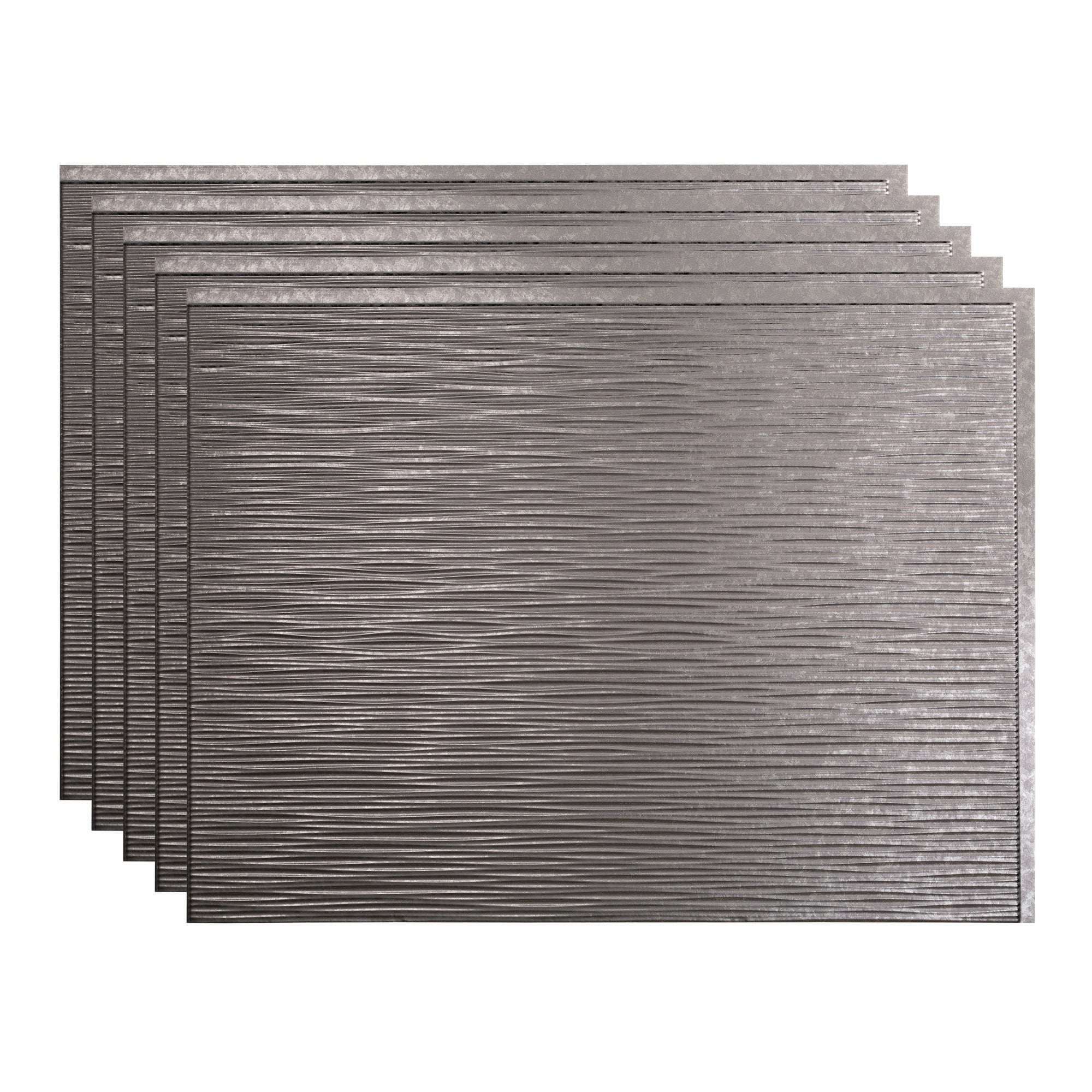 Fasade PB6230 Ripple 18.25-in x 24.25-in Vinyl Galvanized Steel Backsplash Panels 5.0 -Pack