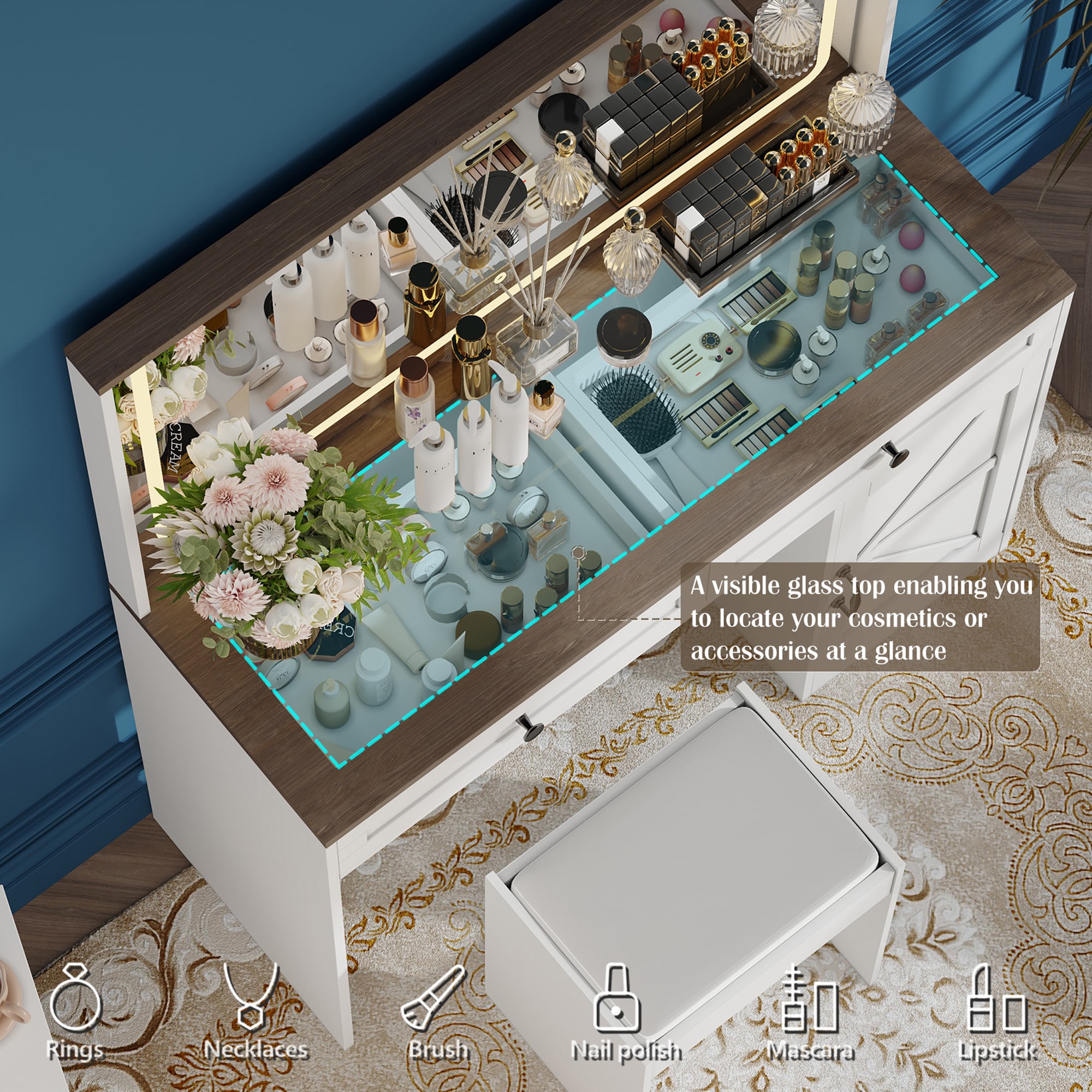 SINOFURN SYD250012WT Bedroom-Vanities - View #3