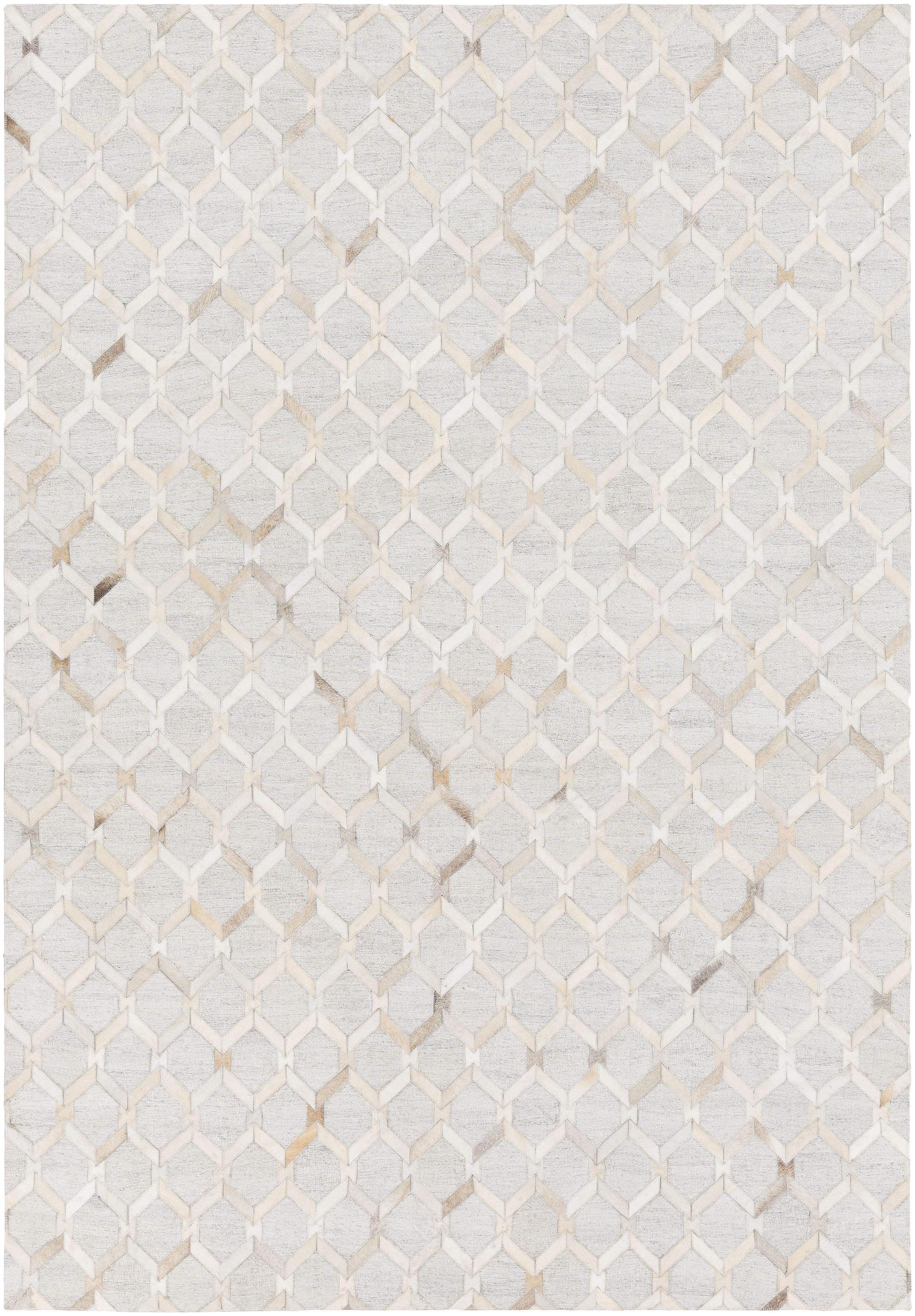 Surya MOD1005-23 Medora 2 x 3 (ft) Cowhide Light Gray Rectangular Indoor Trellis Farmhouse/Cottage Area rug