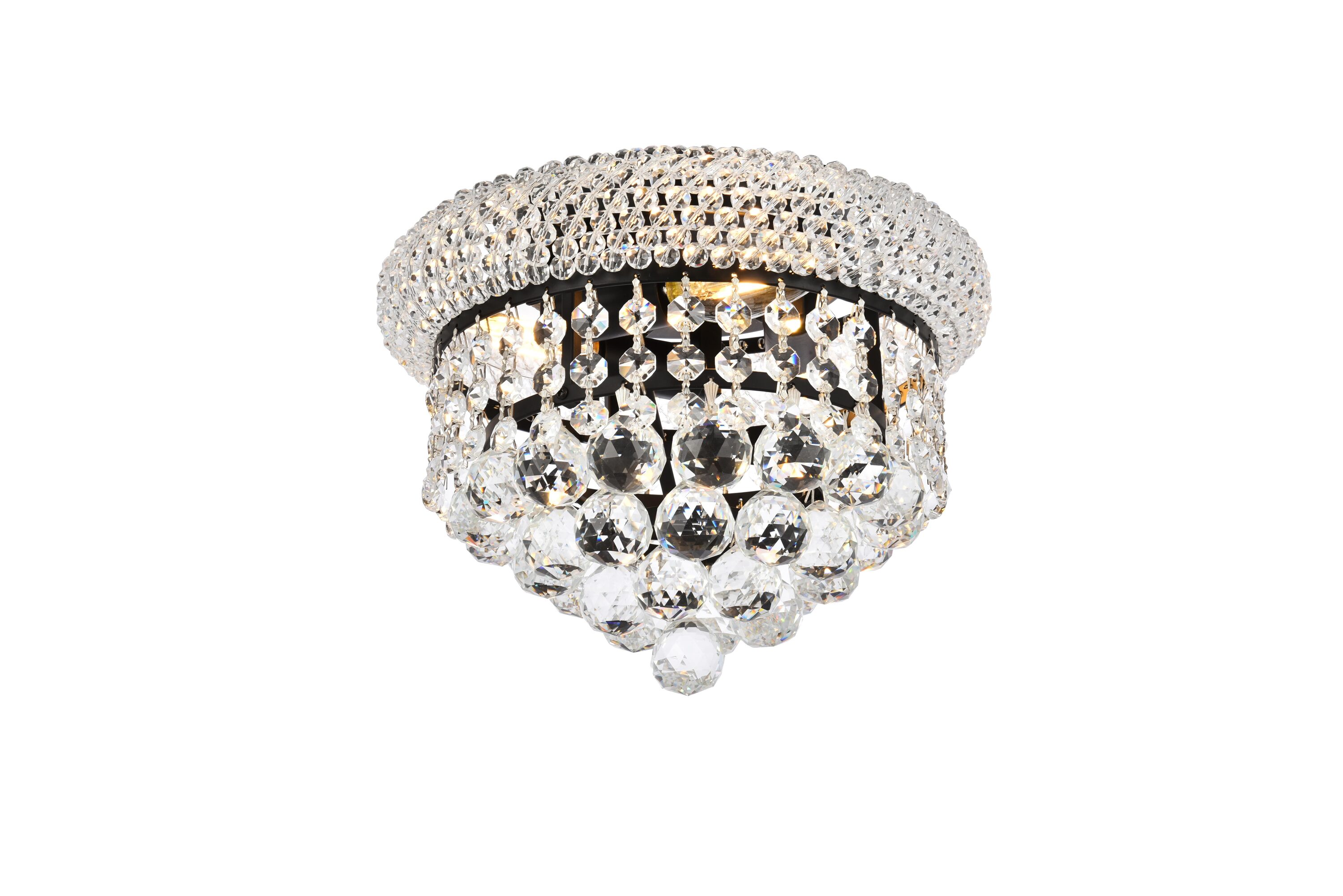 Primo 10-inch Matte Black and Clear Crystal Flush Mount Light