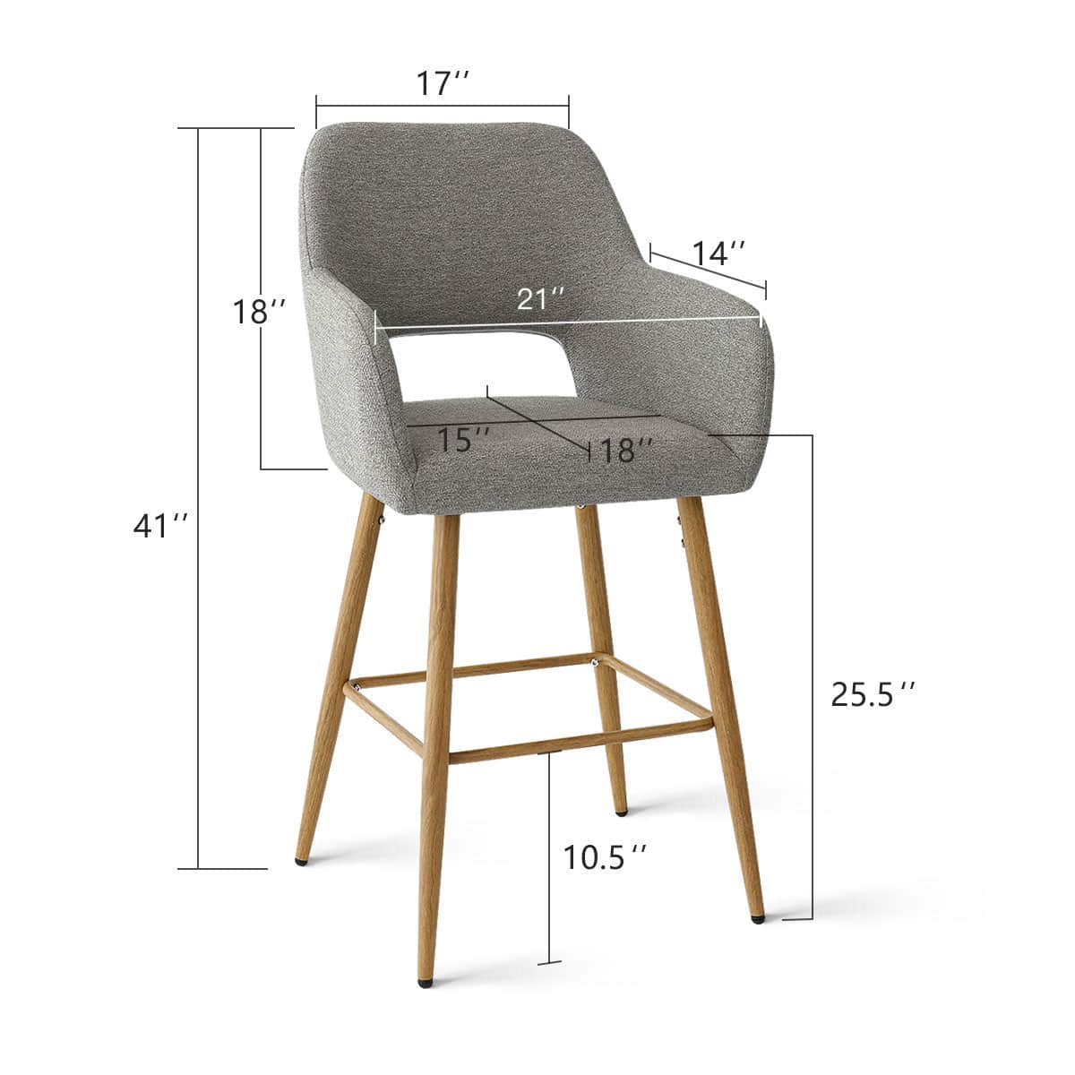 Maison Boucle ATLANTA-ARM-MB-GREY stools - View #3