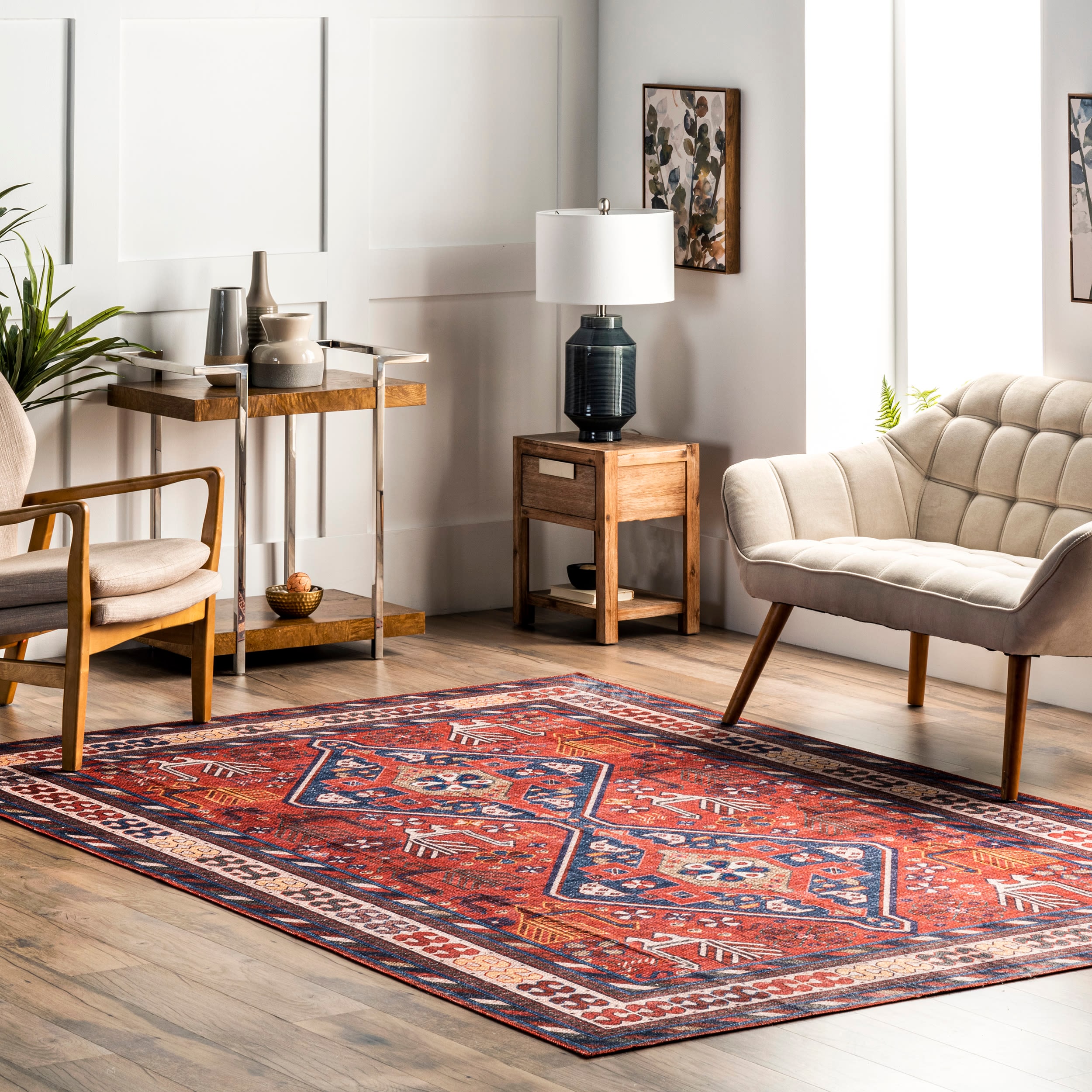 nuLOOM HJAU22A-9012 Stella 9 x 12 (ft) Loomed Polyester Rust Rectangular Indoor Medallion Oriental Machine washable Area rug