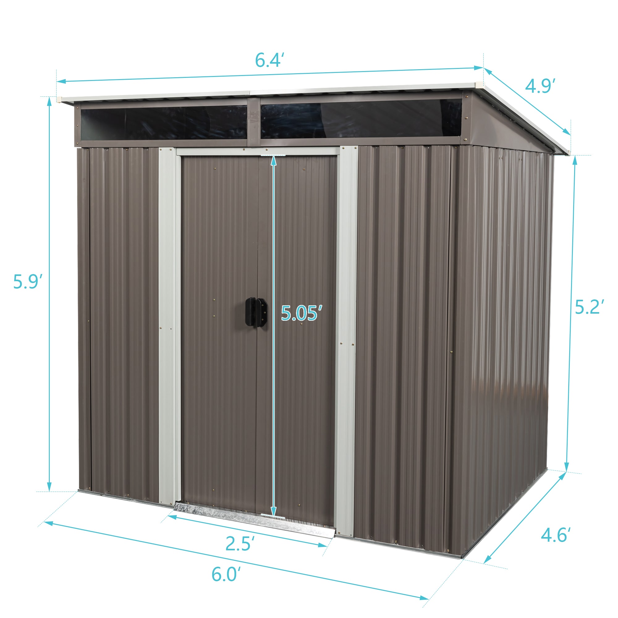 WELLFOR 6-ft x 5-ft GA Horizon Galvanized Steel Storage Shed in the ...