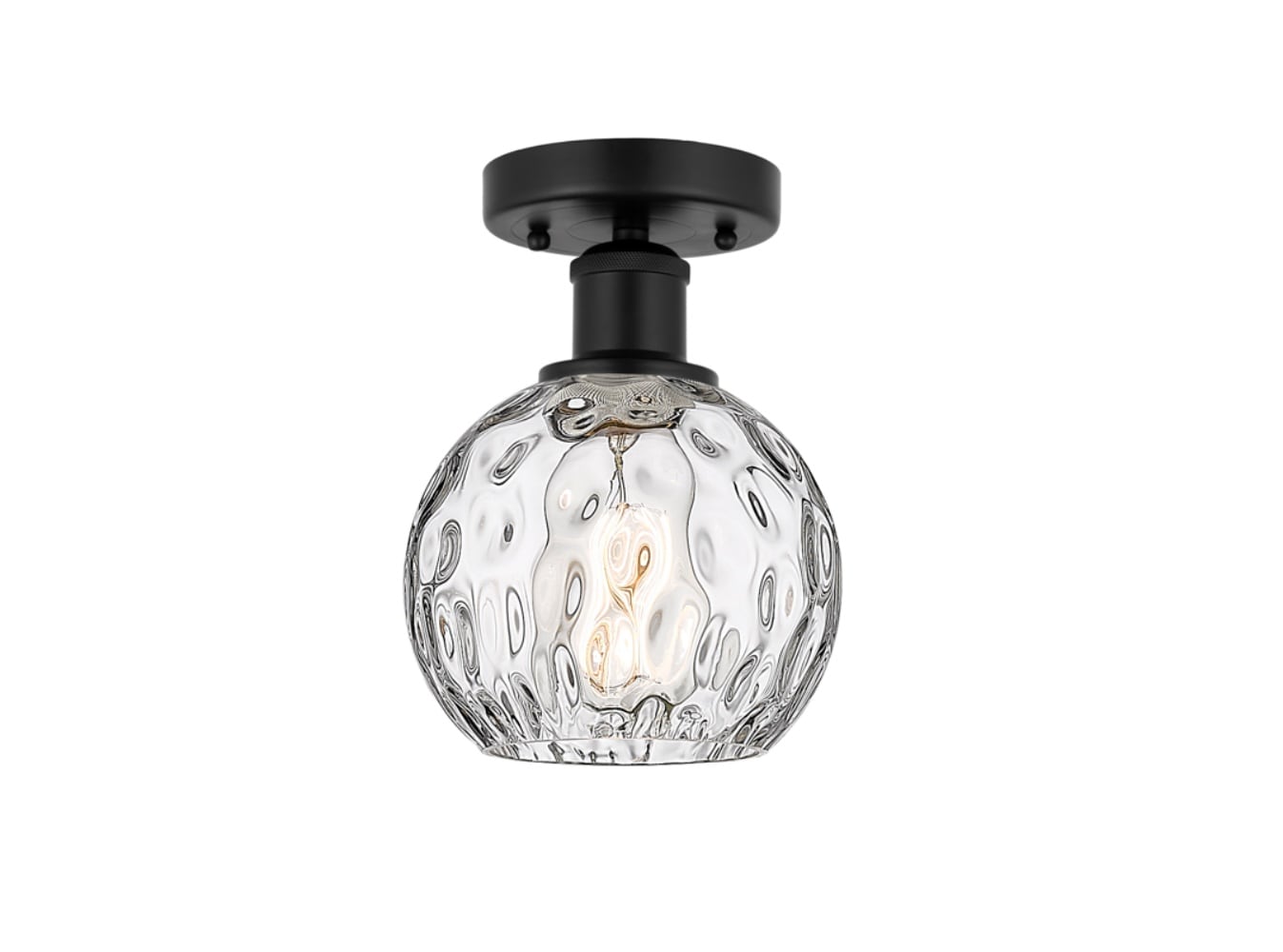 Innovations Lighting 616-1F-BK-G1215-6 Athens Water Glass 1 -Light 6-in Matte Black Flush Mount Light