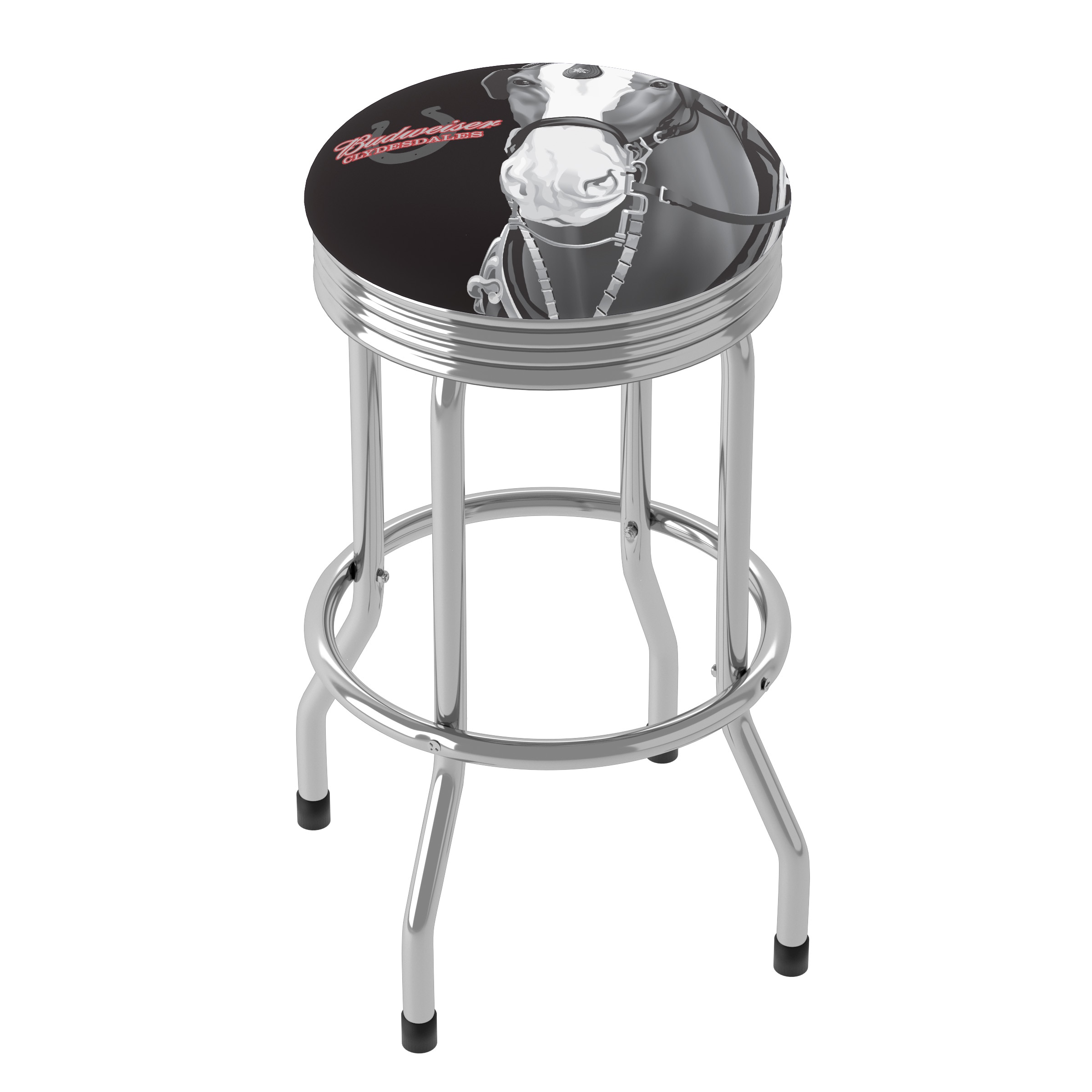 Trademark Gameroom AB1005-CLY-B Bar Stools Chrome 28.5-in H Bar height Round seat Swivel Metal Bar Stool