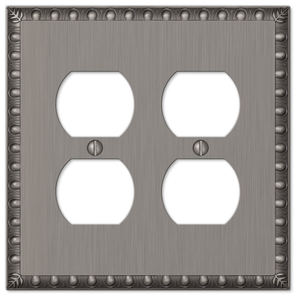 Amerelle 90DDAN 2 -Gang Antique Nickel Metal Indoor Duplex Wall Plate
