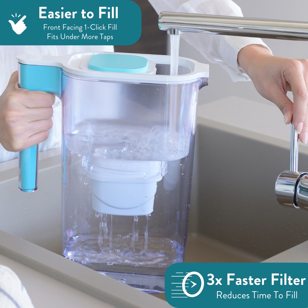 Perfect Pour 6-Cup Water Filter Pitcher with Teal Handle