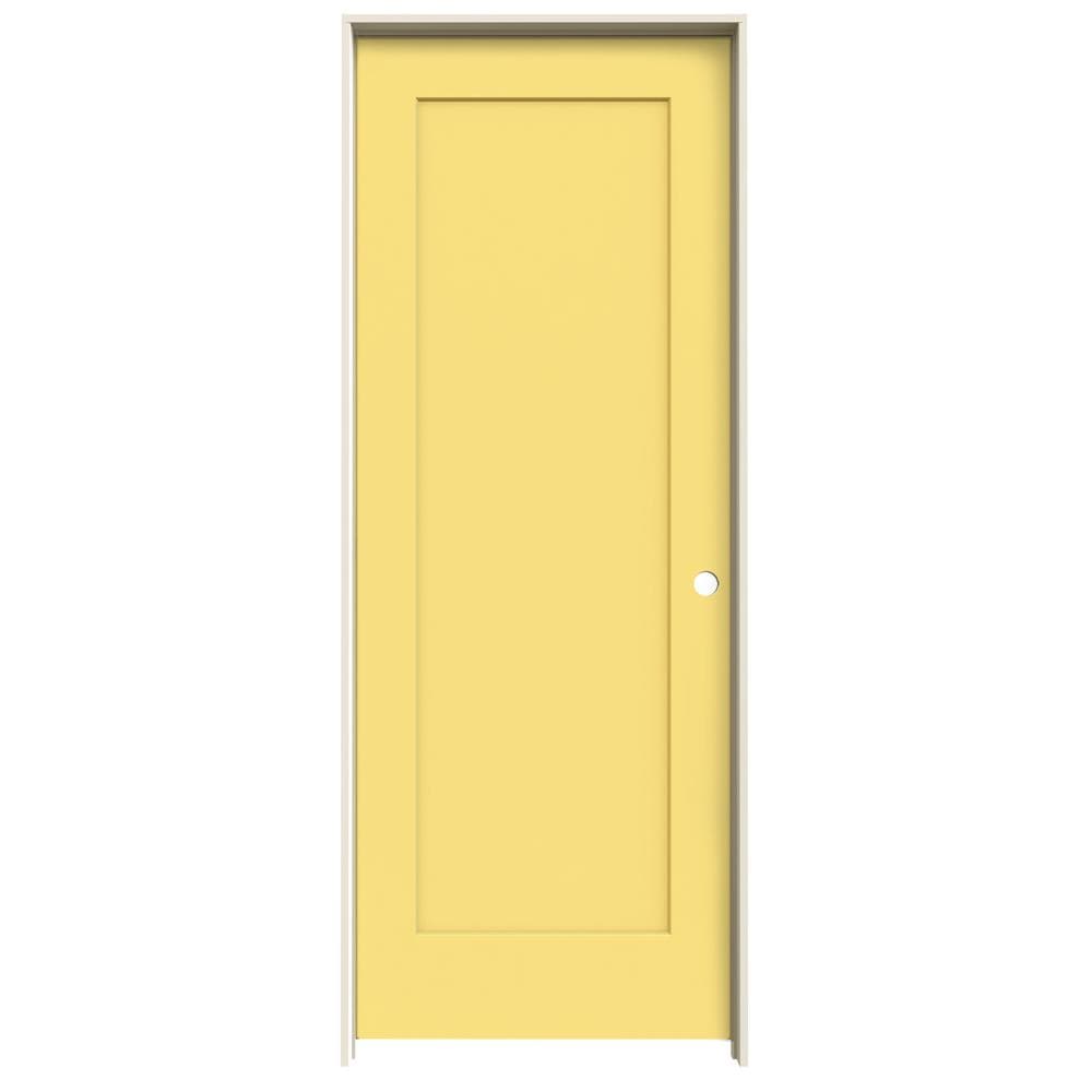 JELD-WEN LOWOLJW191200248 30-in x 80-in Marigold Solid Core 1-panel Left Hand Textured Prefinished Pine Molded Composite Flat Jamb Single Prehung Interior Door