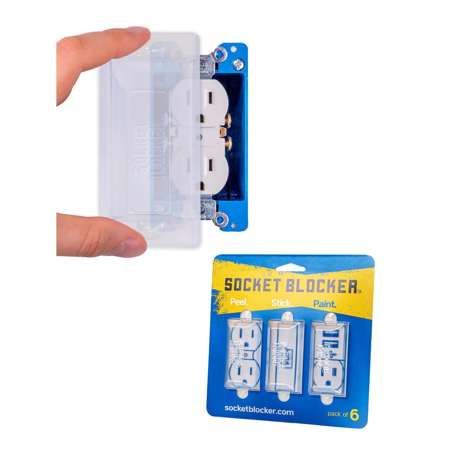 Socket Blocker Socket Blocker 1.875 in. W X 4 in. L Clear High Strength Mask and Peel 6 pk