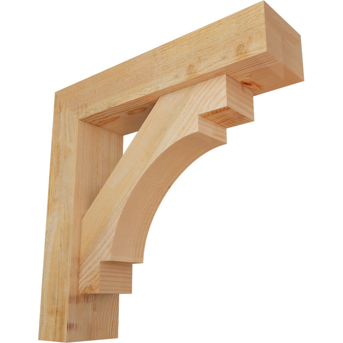 Ekena Millwork 1463245 Merced Block Rough Sawn Bracket with Offset Brace 6-in x 24-in x 24-in Douglas fir Brown Wood Standard bracket