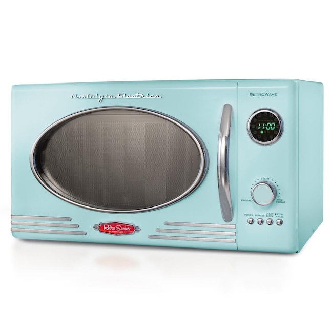 Nostalgia RMO4AQ Retro 800-Watt Countertop Microwave Oven Aqua 0.9 cu ft