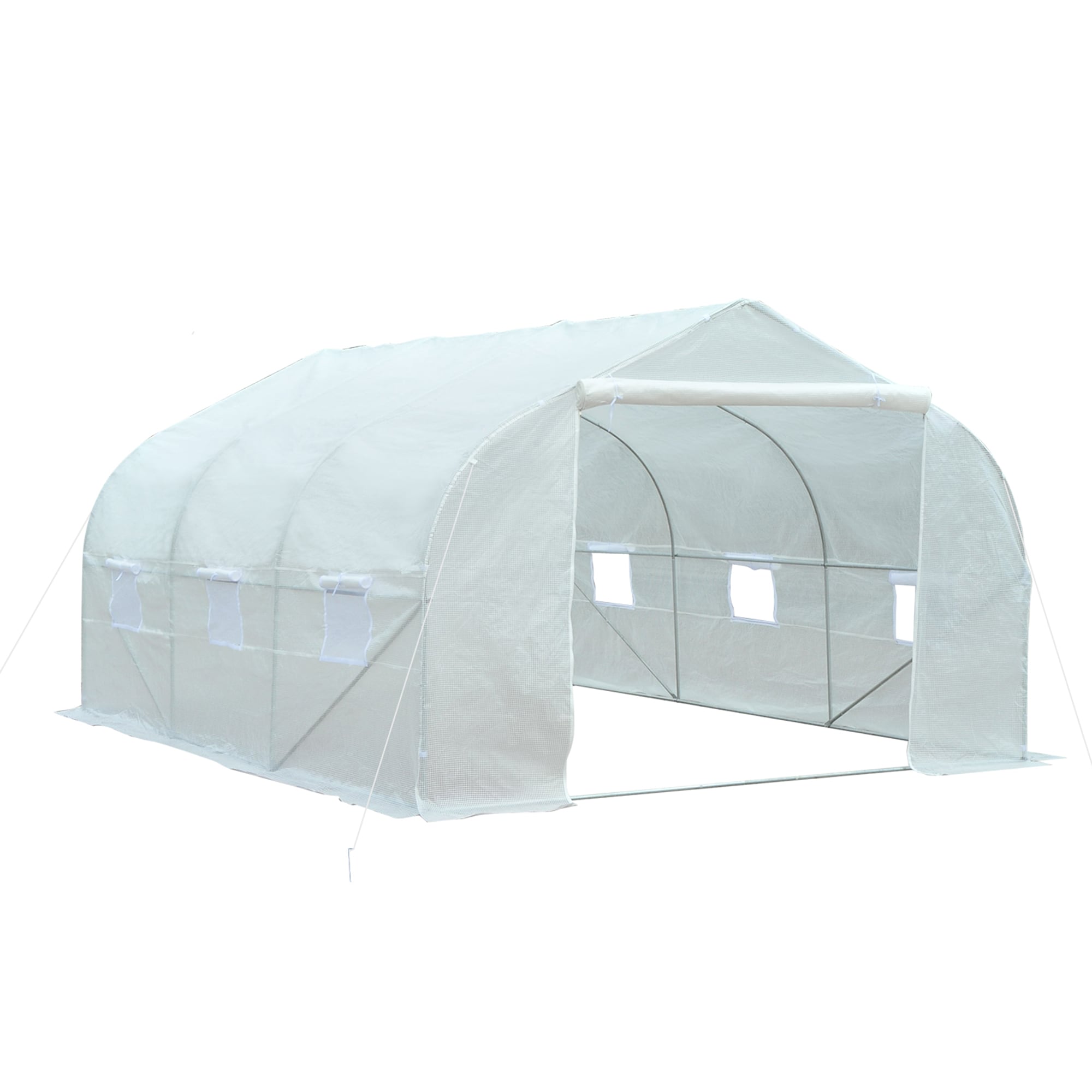12-ft L x 10-ft W x 7-ft H White Greenhouse | - Outsunny 845-068