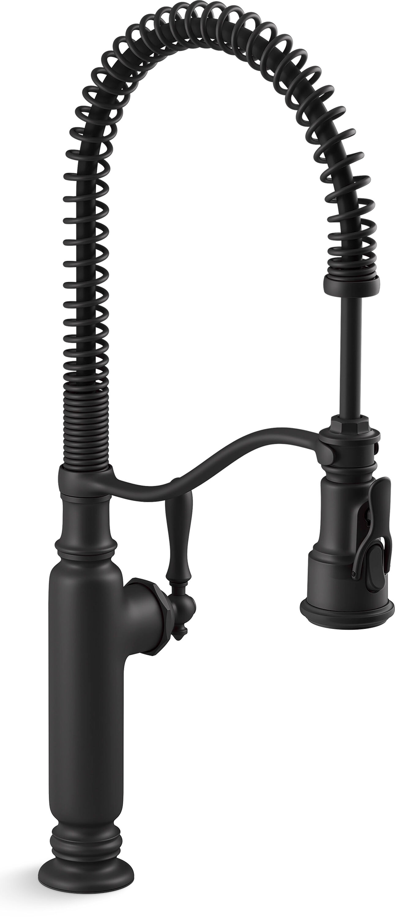 KOHLER 77515-BL Tournant Matte Black Single Handle Deck-mount Handle Residential High-arc Kitchen Faucet with Sprayer