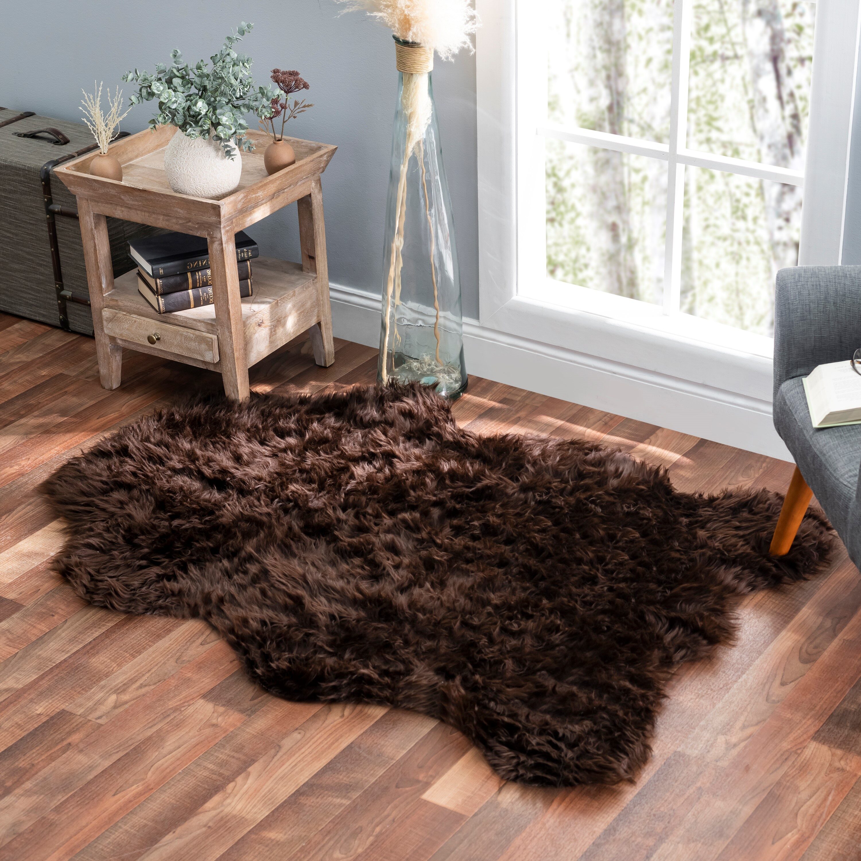 Walk on Me Gray 6 ft. x 9 ft. Faux Fur Luxuriously Soft and Eco Friendly Area Rug