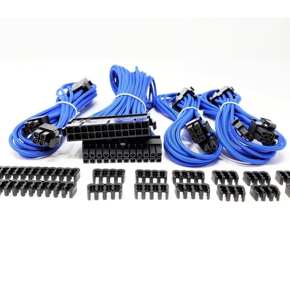 Micro Connectors MCRC131  F04-240BL-KIT Premium Sleeved PSU Cable Extension Kit, Blue