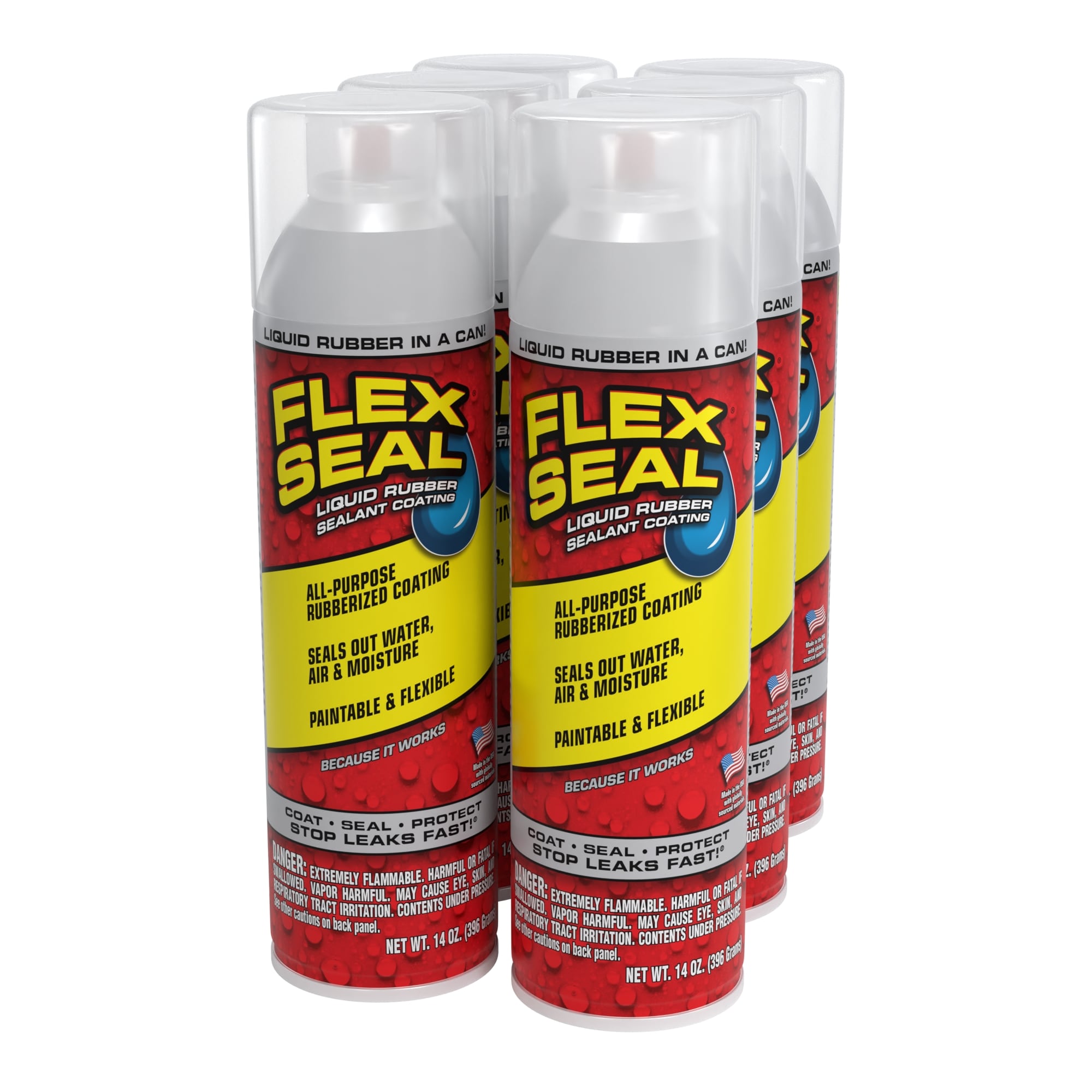 Flex Seal FSCL20-CS 14-fl oz Clear Aerosol spray Waterproof Rubberized Coating 6 -Pack