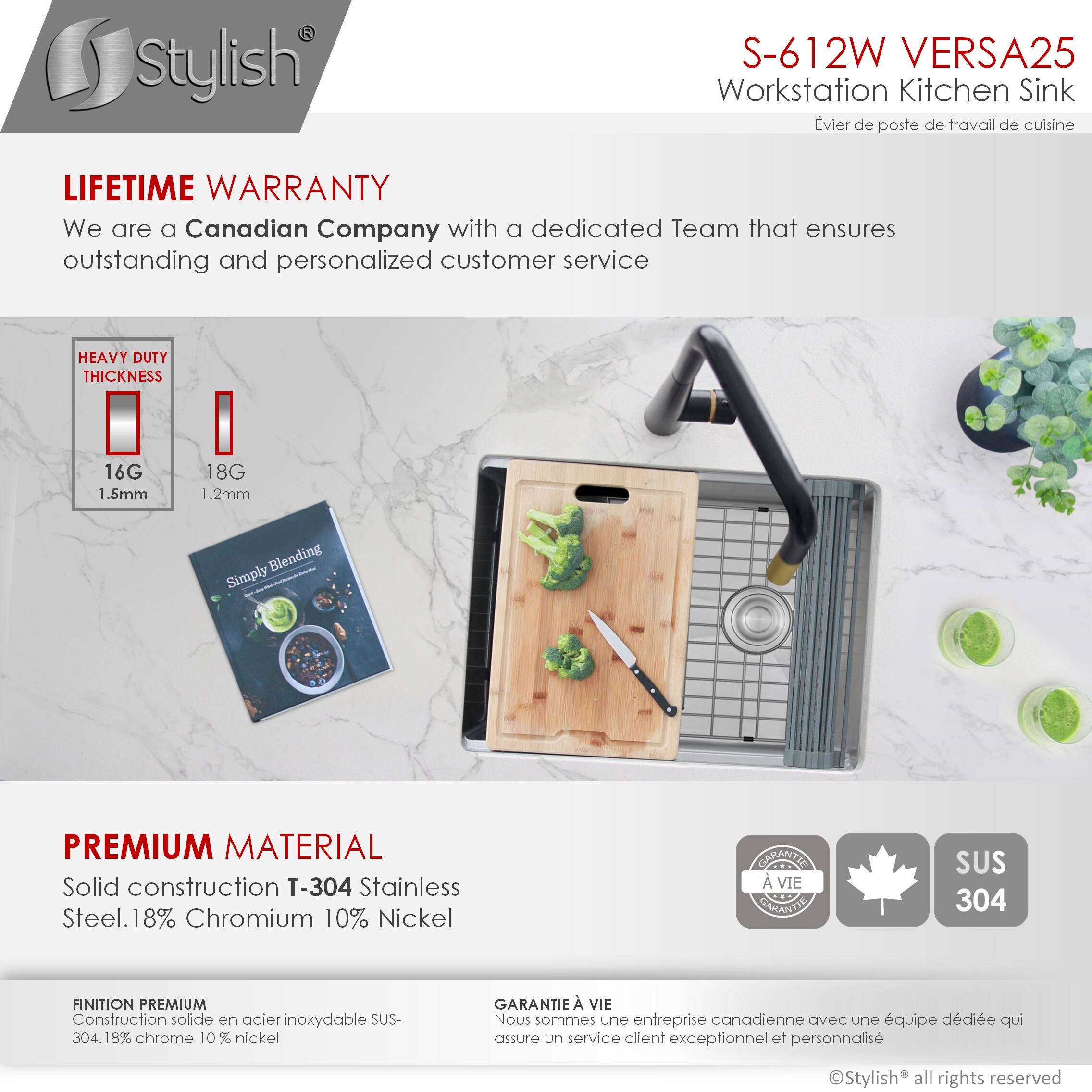 Stylish S-612W Kitchen-Sinks - View #11