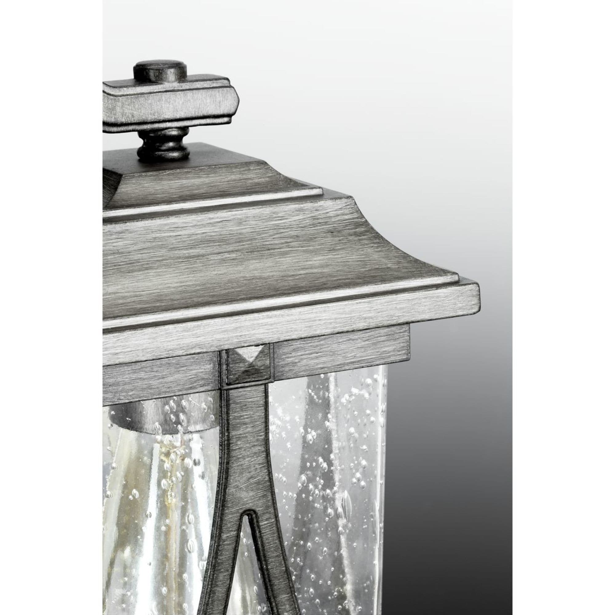 Antique Pewter Outdoor Lantern with Clear Seeded Glass Shade