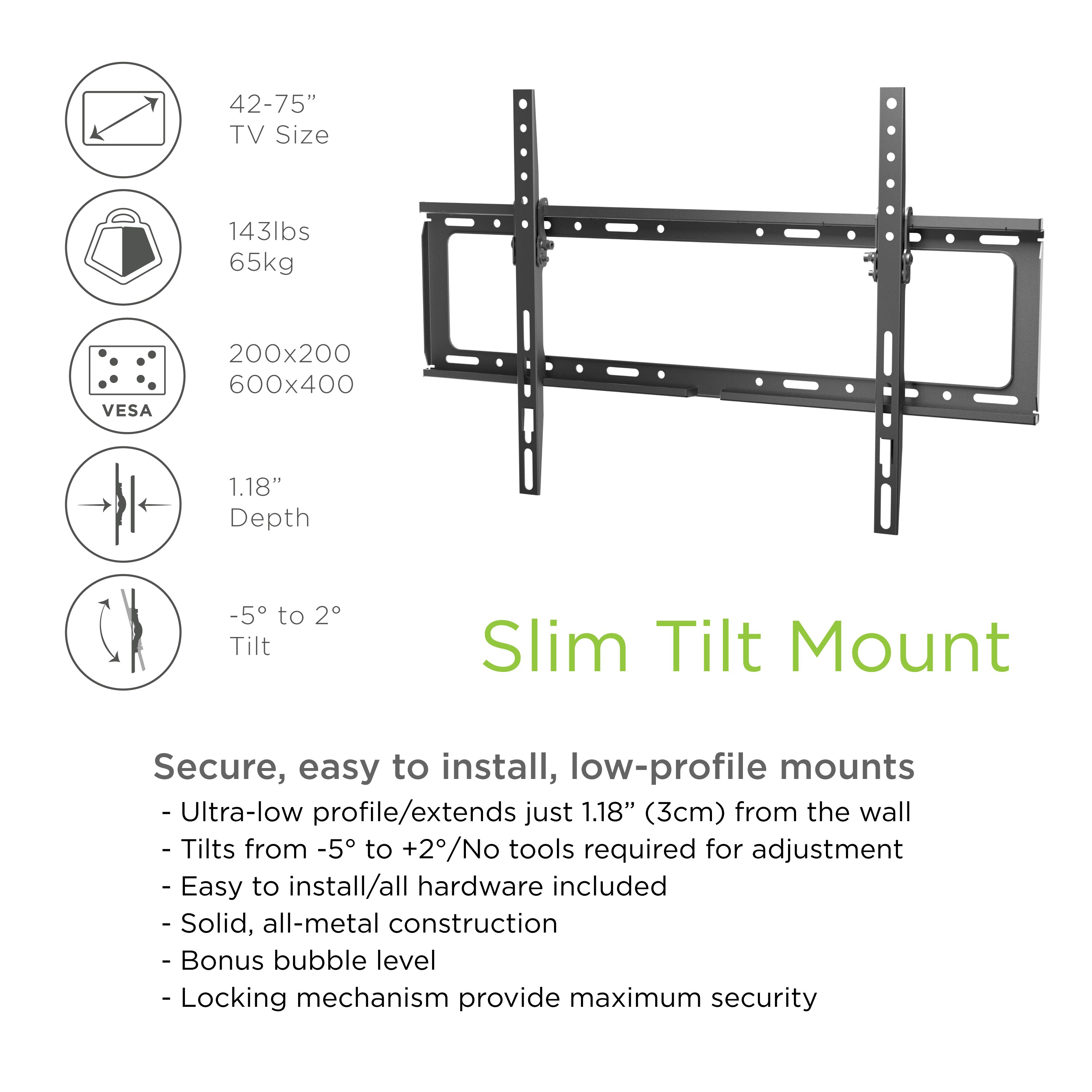 Next Level Universal Tilt Mount 42 - 80 TV's - NLFT64P - Next Level