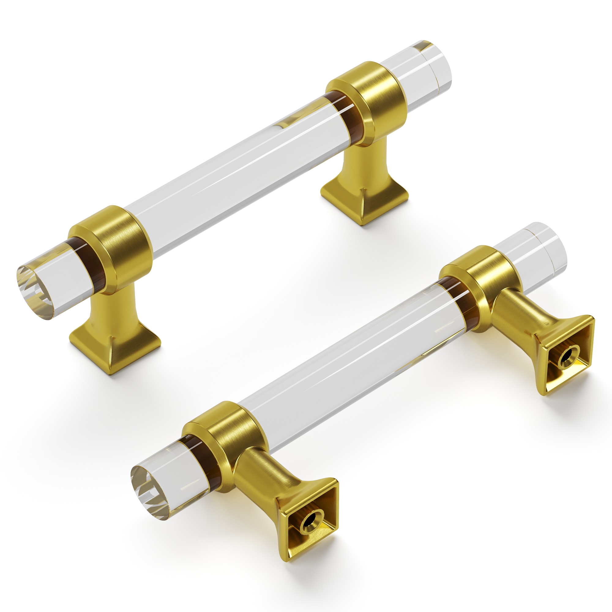 Hickory Hardware HH075857-CABGB Crystal Palace 3-in , 76mm Center to Center Crysacrylic with Brushed Golden Brass Rectangular Bar Drawer Pulls
