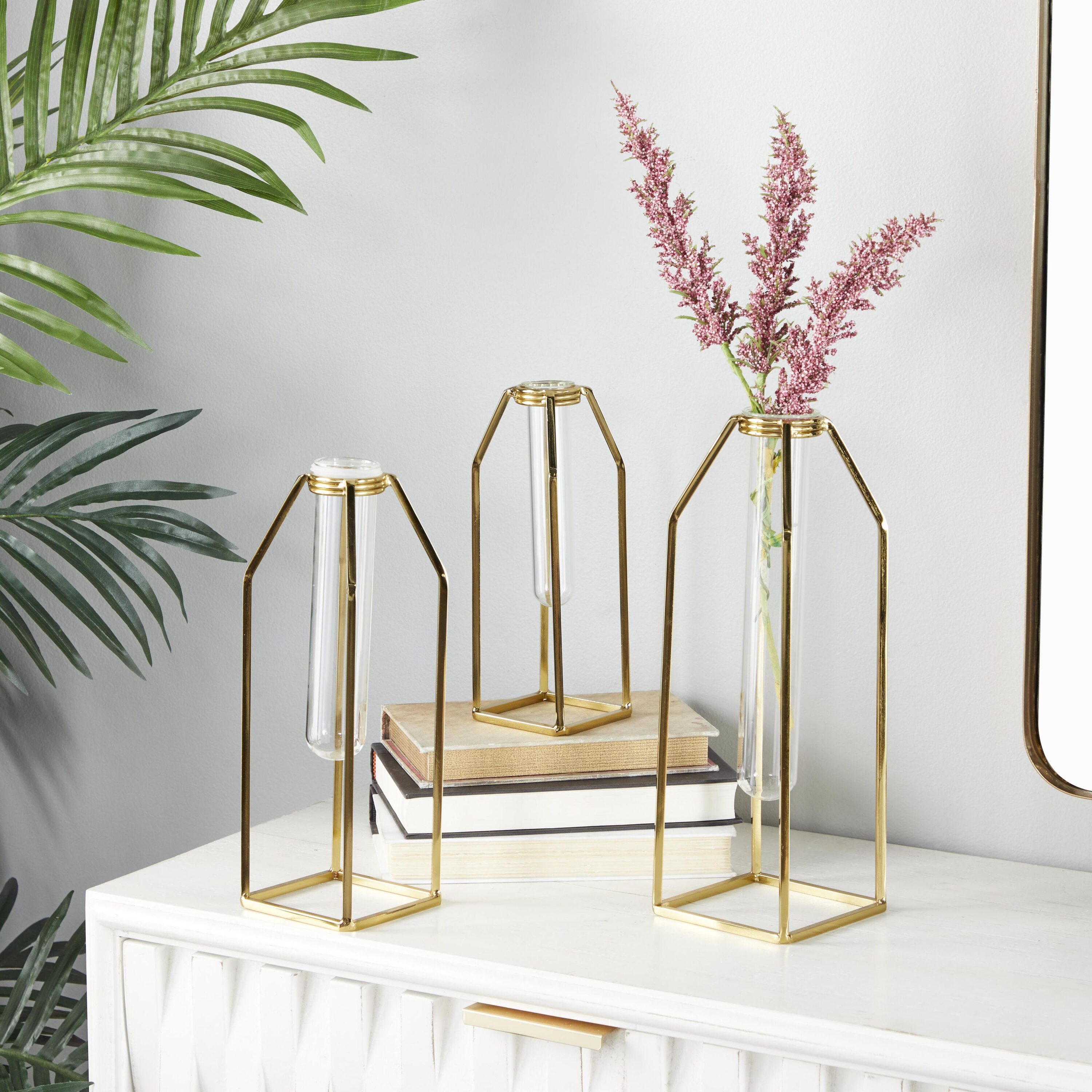 CosmoLiving by Cosmopolitan 45203 3 -Pack Gold Stainless steel Glam Vase