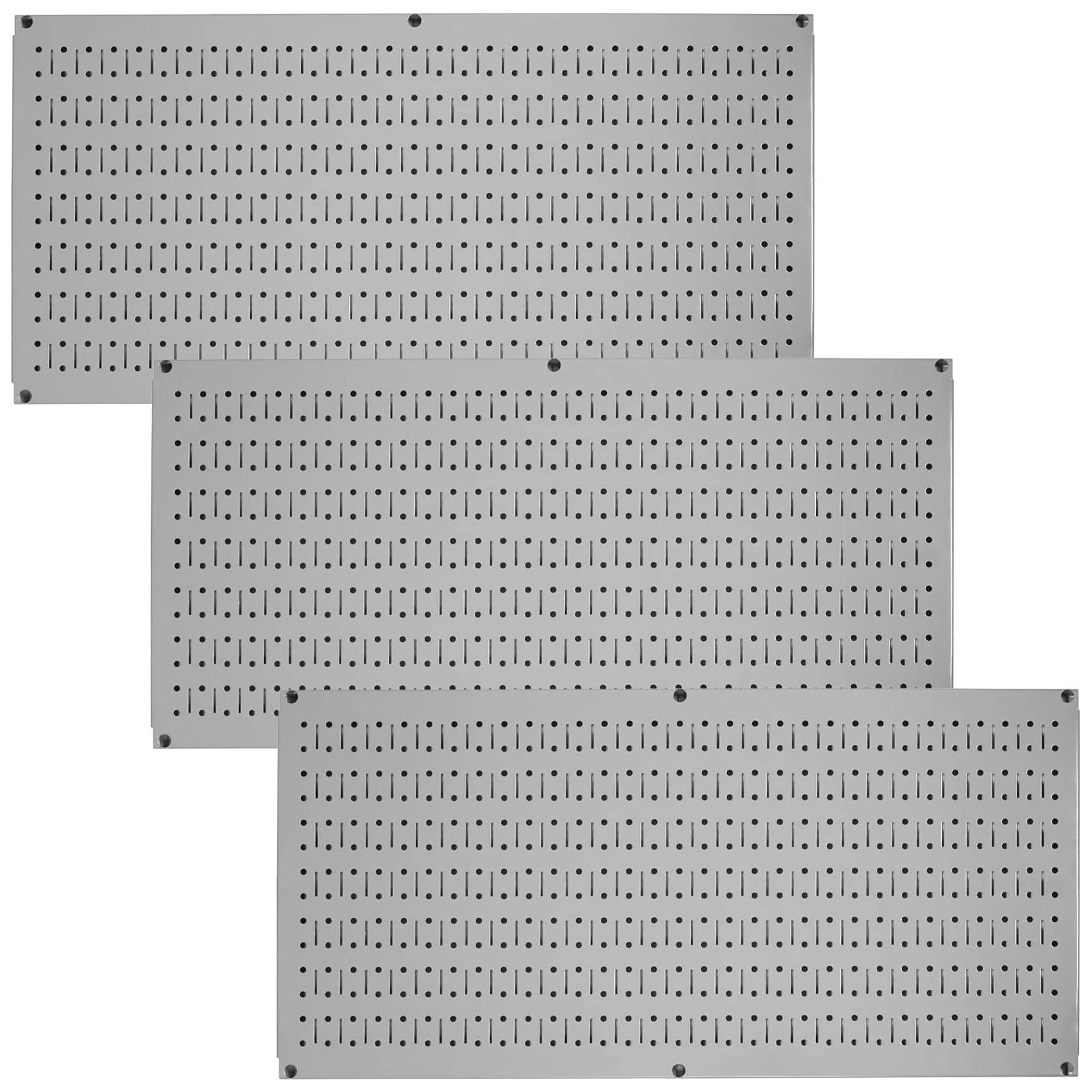 Wall Control 316911 32 x 16 Inch Horizontal Modular Metal Pegboard Standard Tool Organizer for Garages and Sheds with Mounting Brackets Gray (3 Pack)