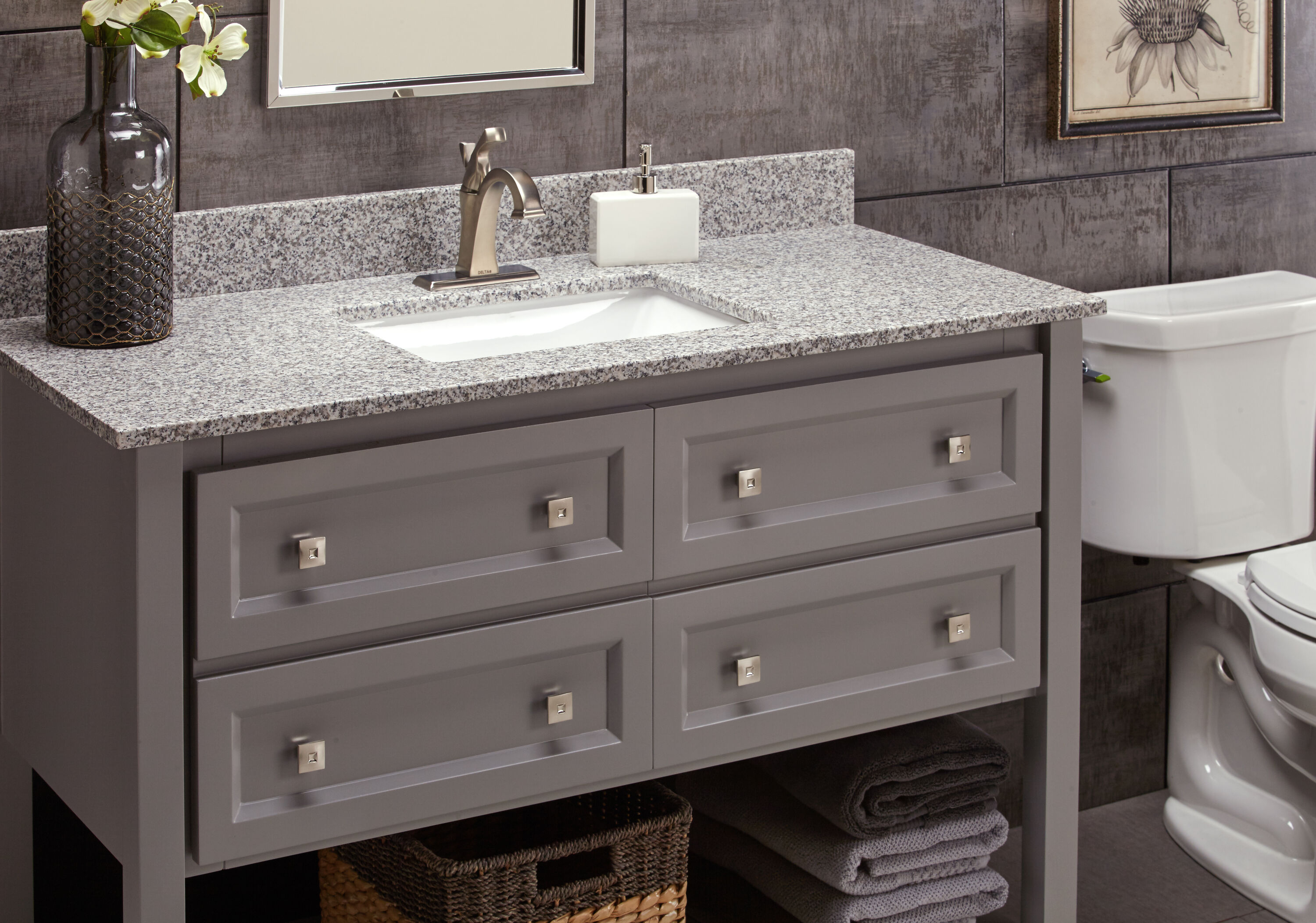 Marcraft Vista 31 In X 22 In Polished Lithos Granite Undermount Single Sink 3 Hole Bathroom