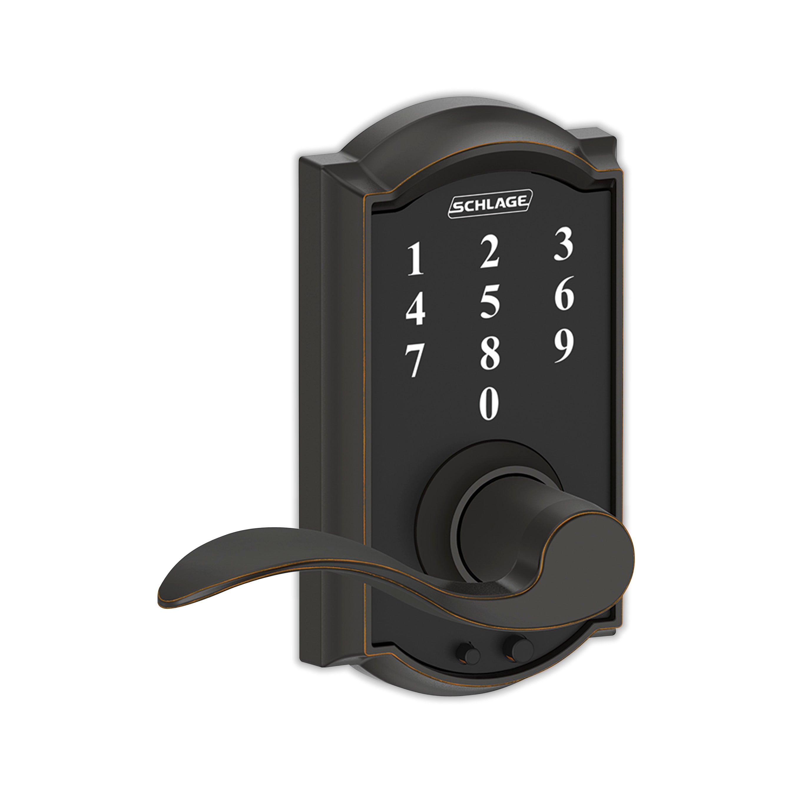 Schlage Camelot - Keypad Entry with Auto-Lock Door Satin Nickel Accent Lever