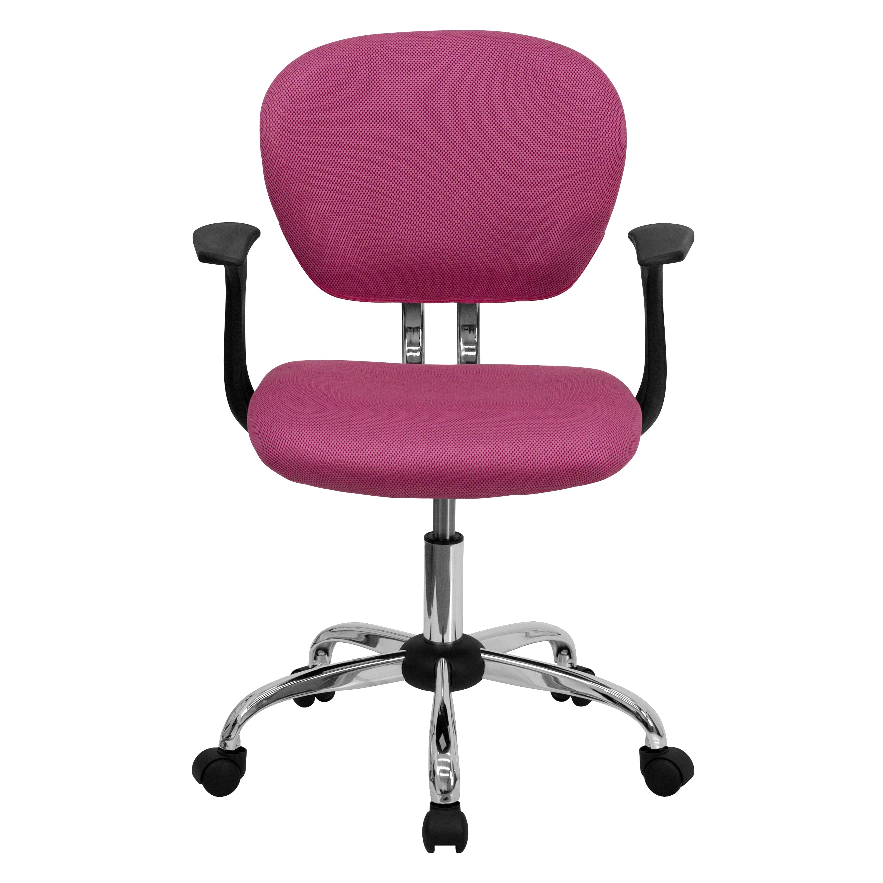Swivel Mid-Back Pink Mesh Task Chair with Chrome Base