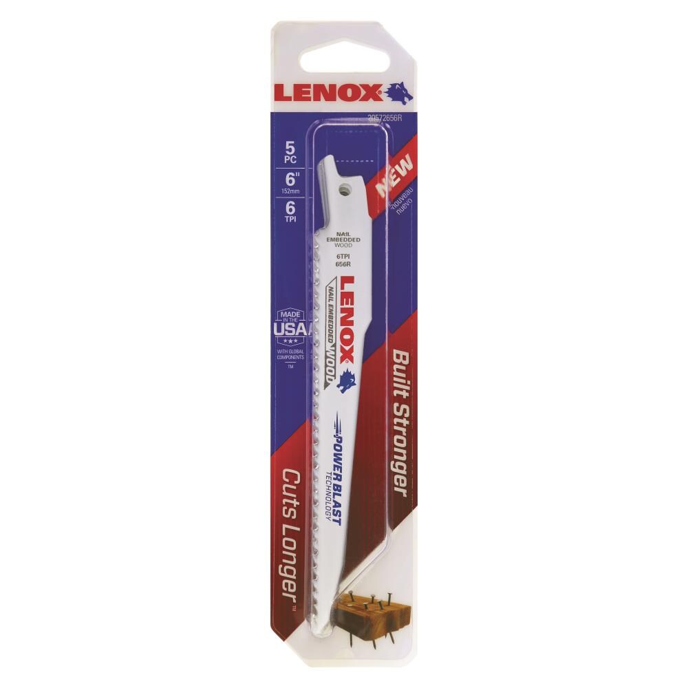 Lenox 1781534 6" 6-TPI Reciprocating Bi-Metal Blades 1 Pack New in Package 
