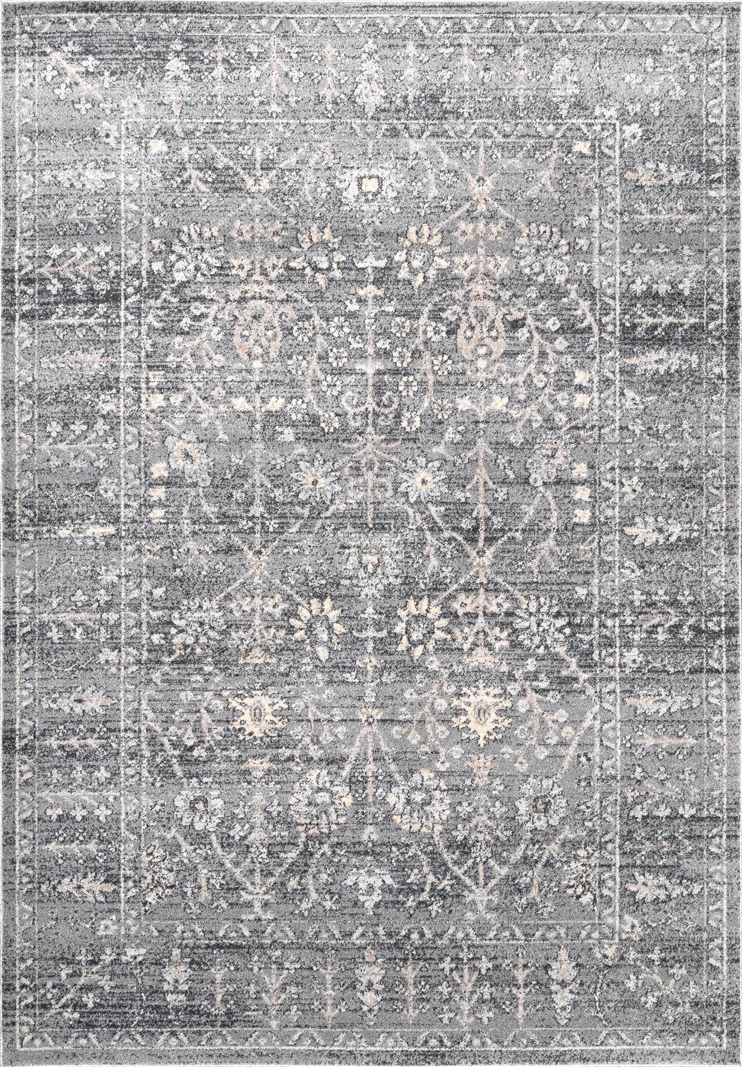 nuLOOM 8 X 10 (ft) Gray Indoor Distressed/Overdyed Vintage Area Rug in ...