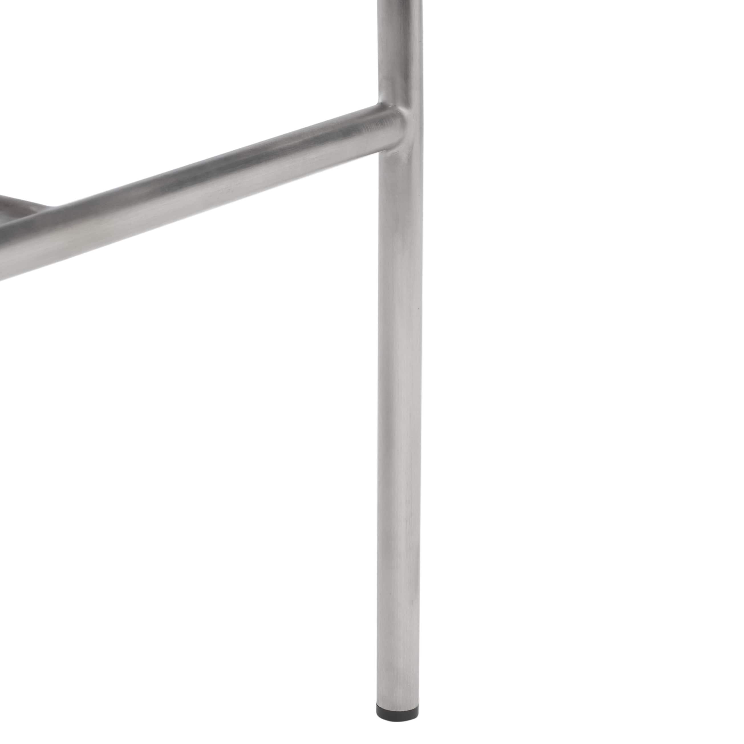 Olenna 41" White Leather and Silver Metal Saddle Counter Stool