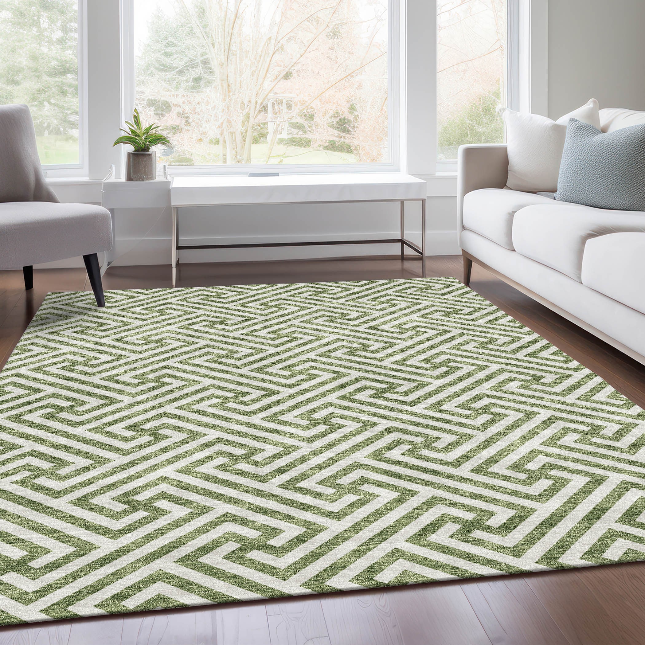 Addison Rugs ACN731GE3X5 Chantille ACN731GE 3 x 5 (ft) Polyester Green Rectangular Indoor/Outdoor Geometric Machine washable Area rug