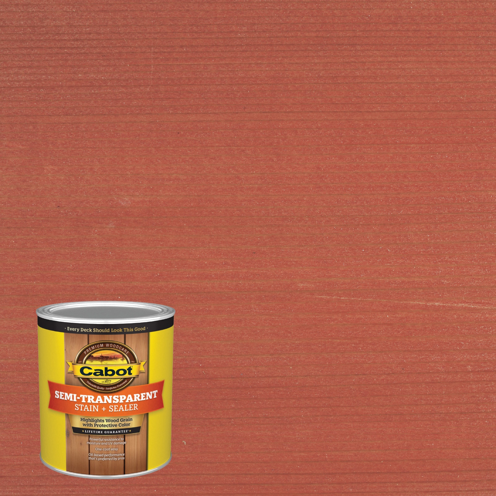 Cabot TILE RED-1028057 Tile Red Semi-transparent Exterior Wood Stain and Sealer in One ( 1-quart )