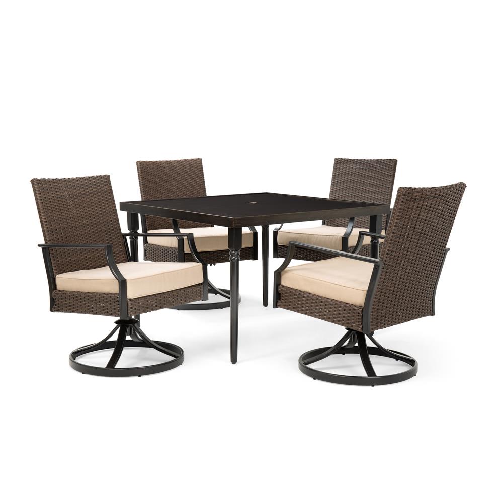 La-Z-Boy Outdoor LADD-5PC-C/SW Addyson 5-Piece Brown Frame Patio Set with Spectrum Sand Sunbrella Cushion(s) Included