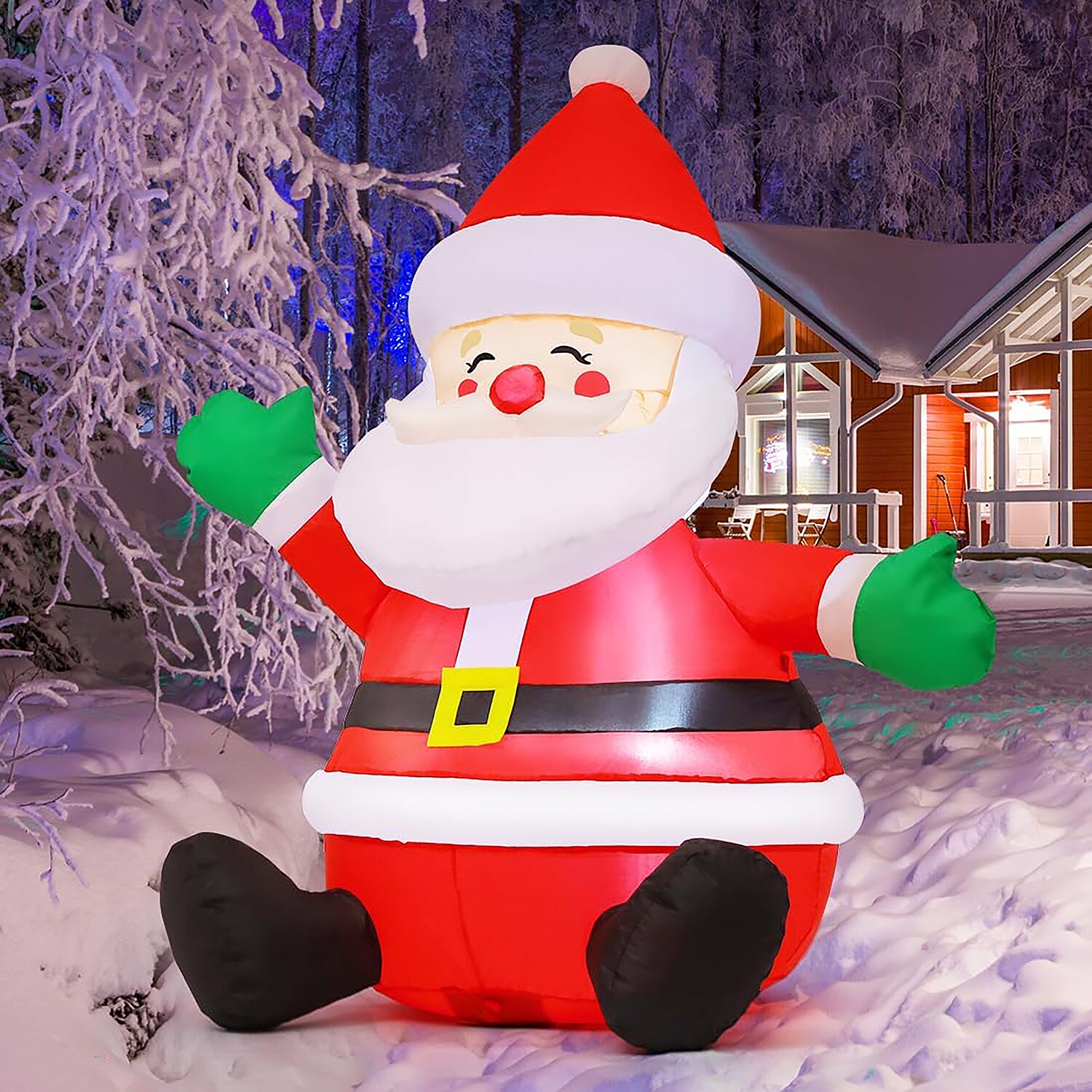 GOOSH 5 FT Inflatable Santa Claus with LEDs and Storage Bag