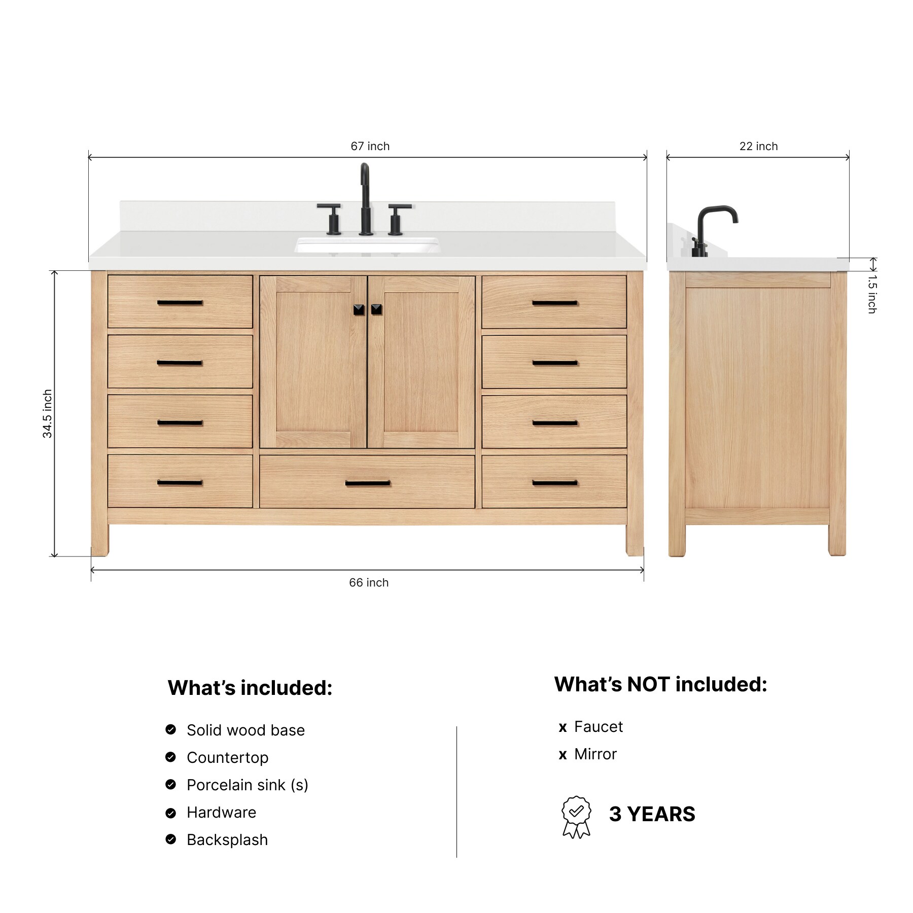ARIEL A067SWQRVOWOA Bath-Vanity-Combo - View #4